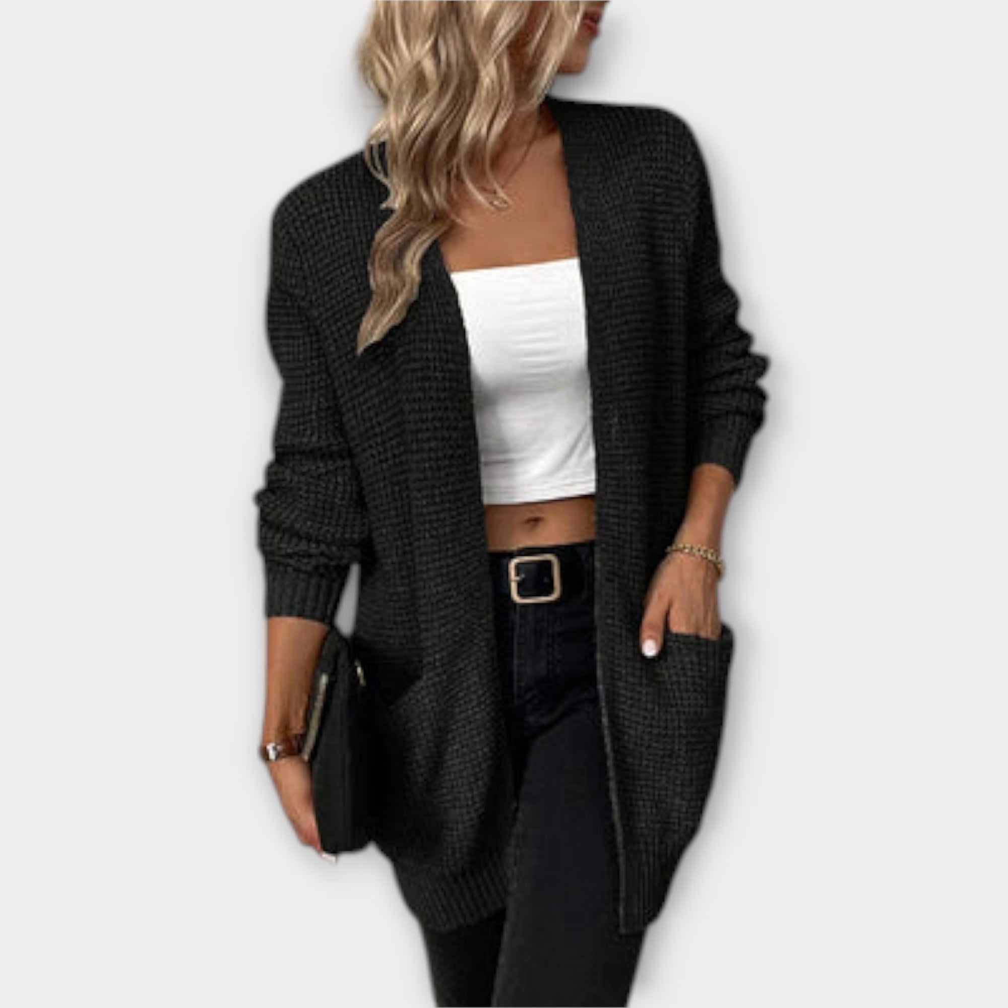Nancy | Casual Strikket Cardigan med Lommer