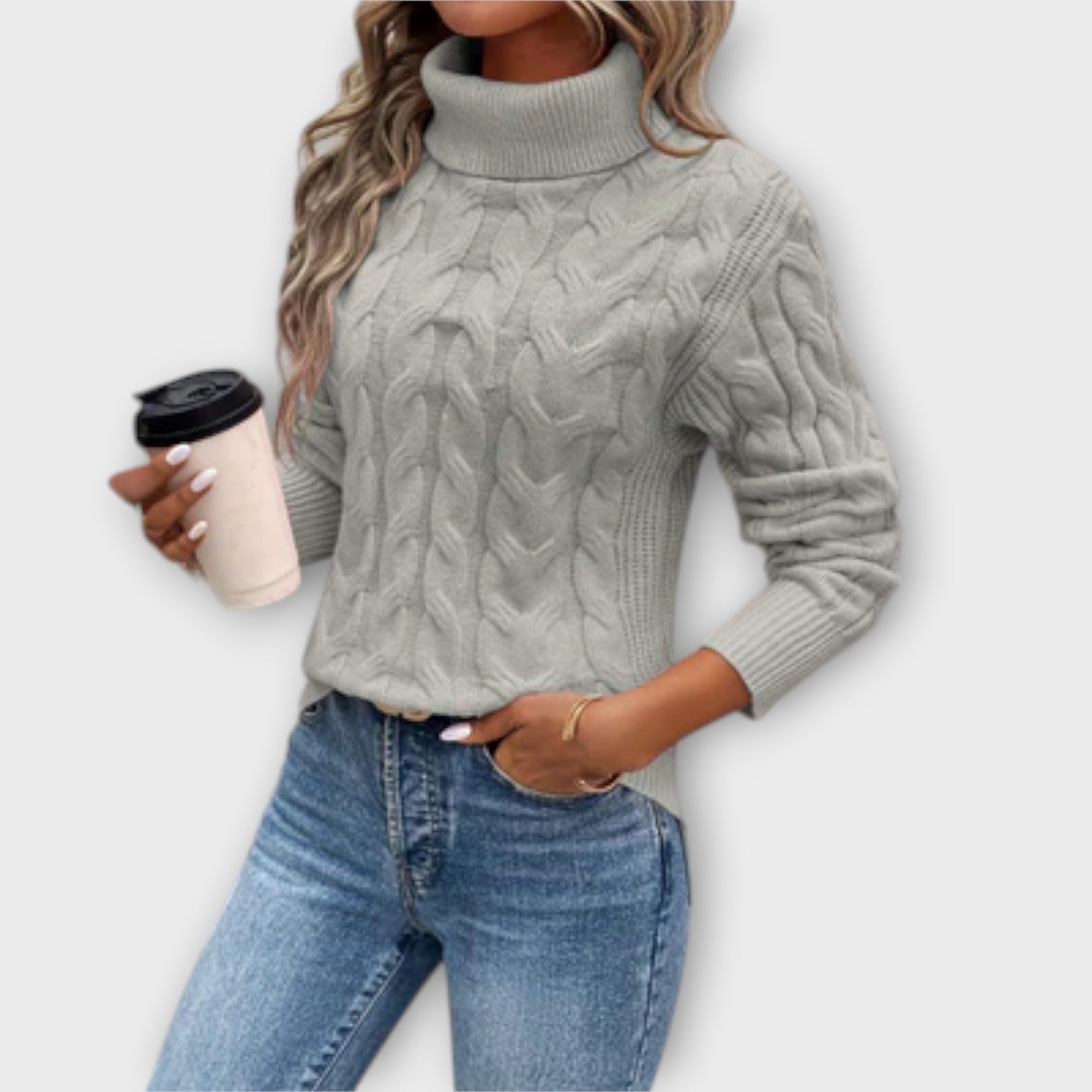 Amelia | Elegant Turtleneck Genser i Strikk
