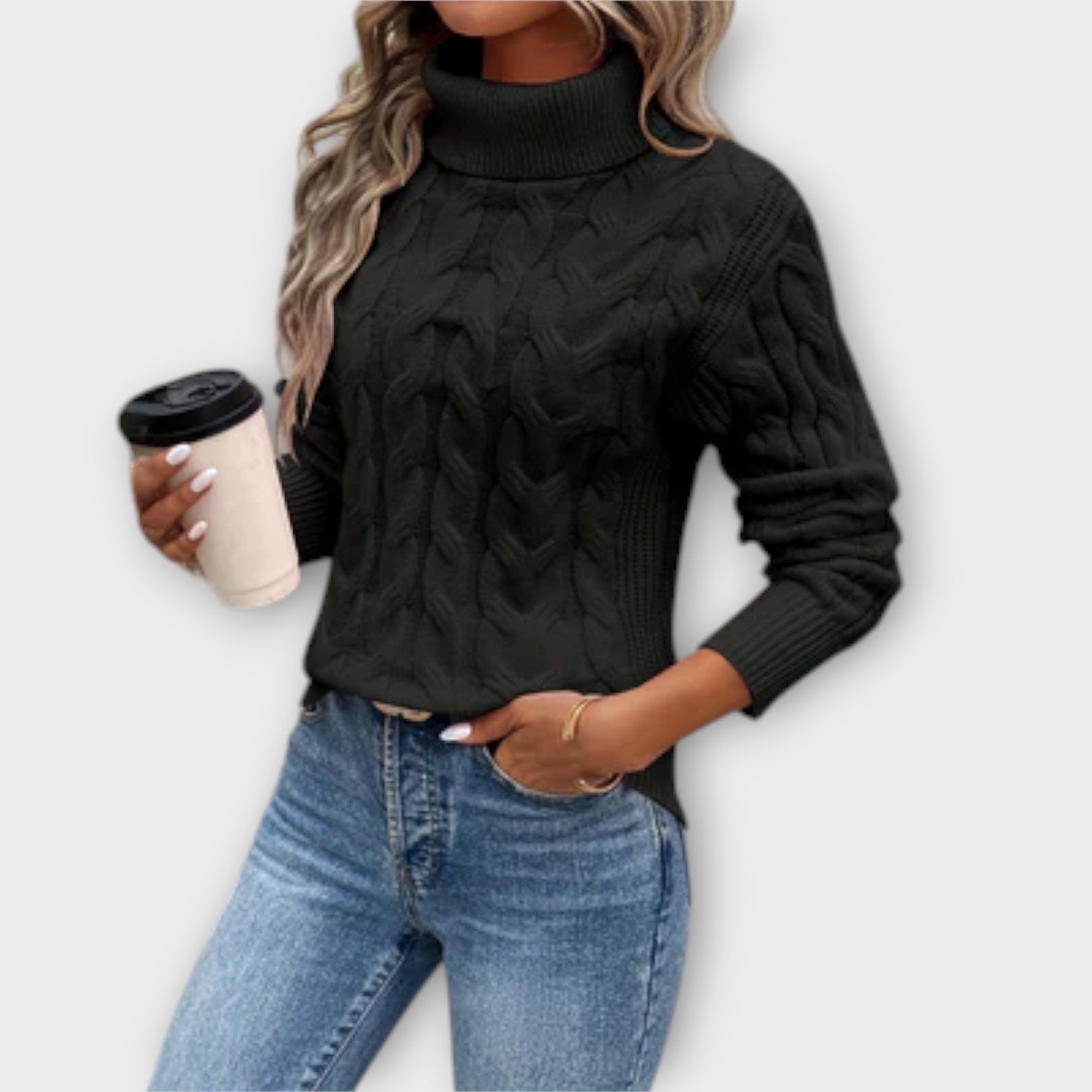 Amelia | Elegant Turtleneck Genser i Strikk