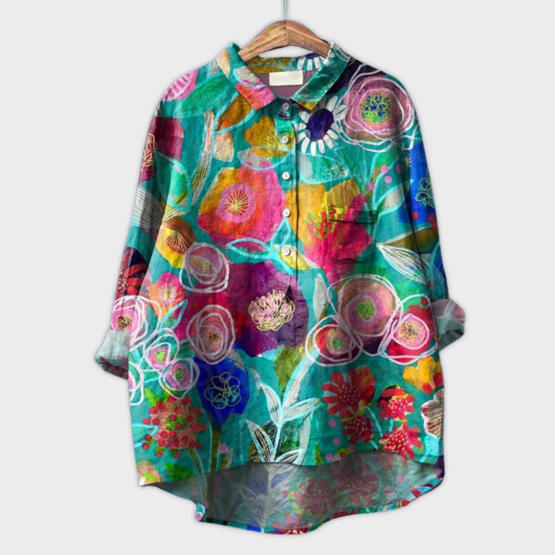 Magdalena | Håndlaget Bluse for Kvinner med Blomsterdesign