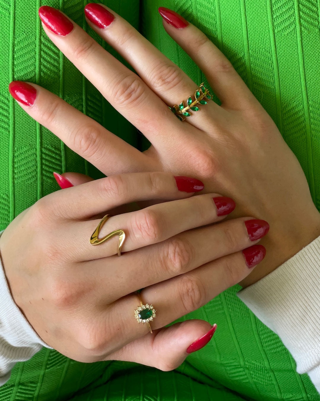Amaryelle | Grønn Zirkonia Ring 18K Gull