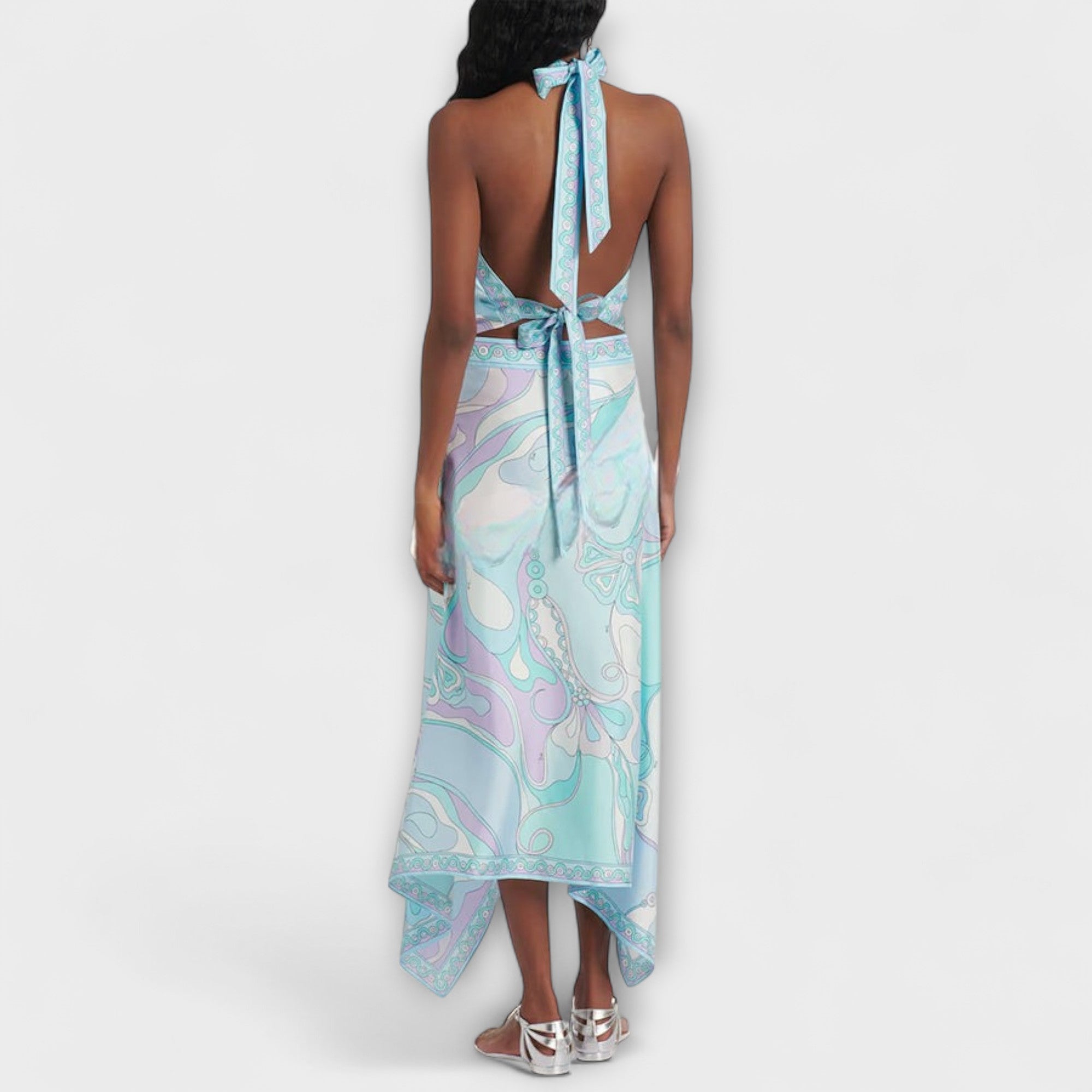 Everly | Halterneck Top og Asymmetrisk Midi Skjørt Sett