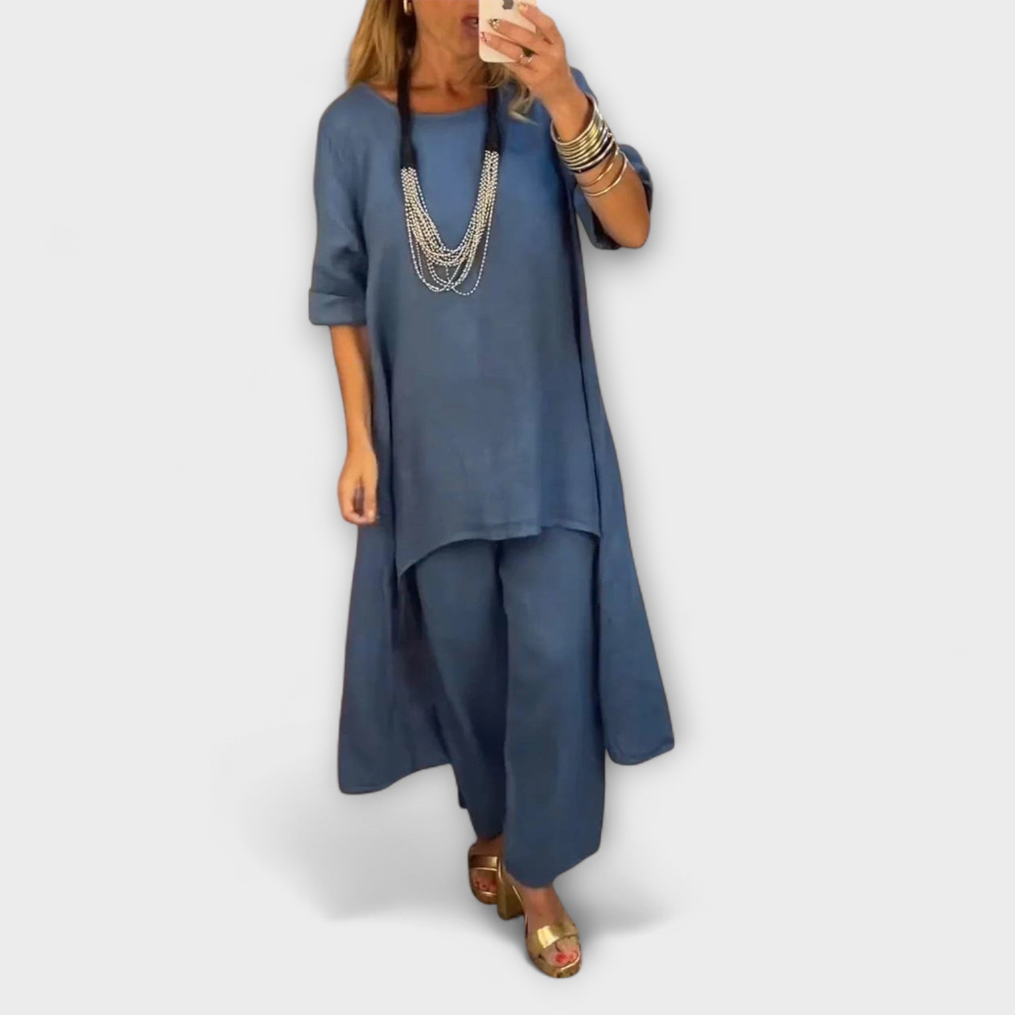 Tabea | Lin Dress med Rund Uringning