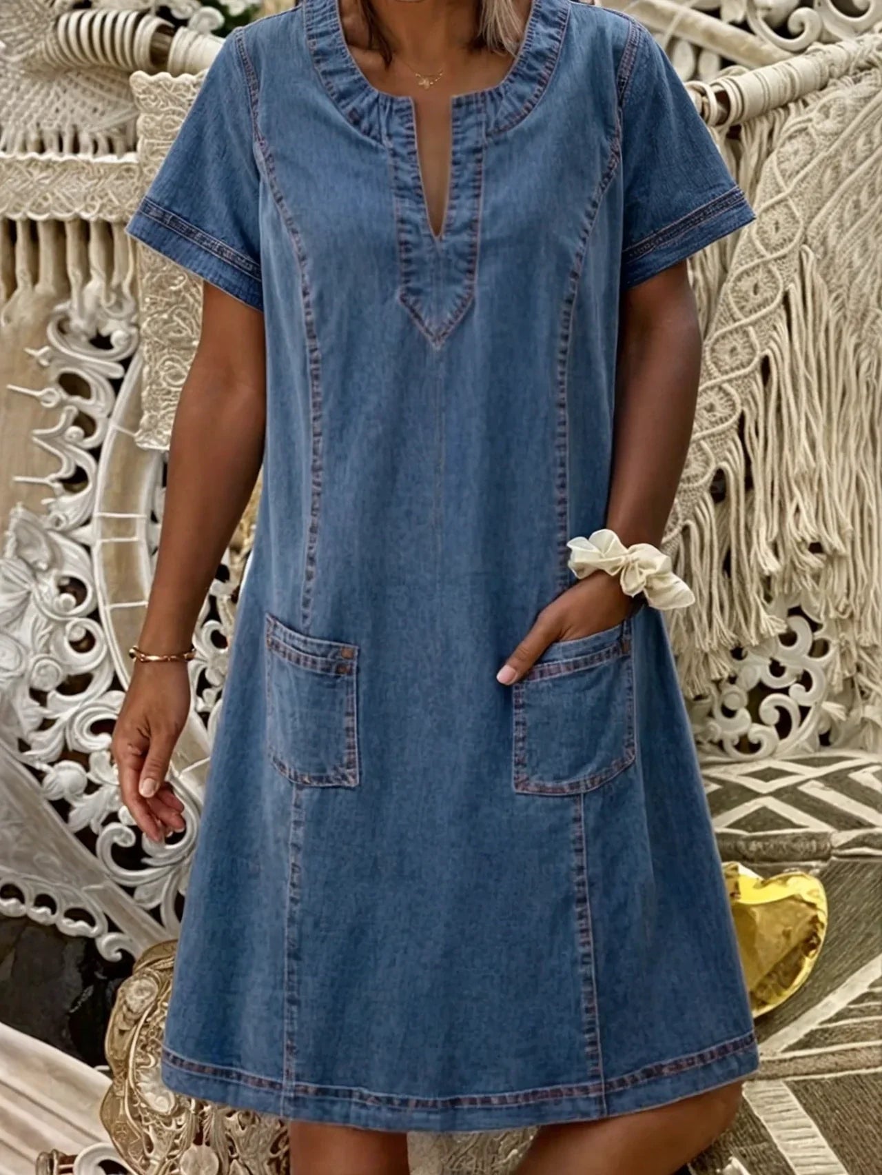 Åsne | A-linje Denimkjole