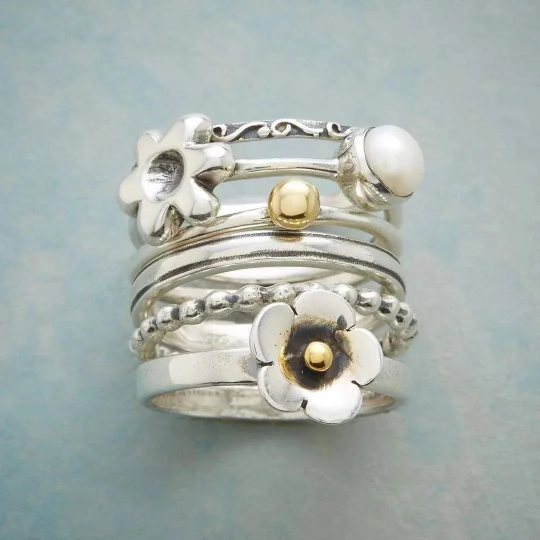 Juni | Sølvblomster Ring med Perle