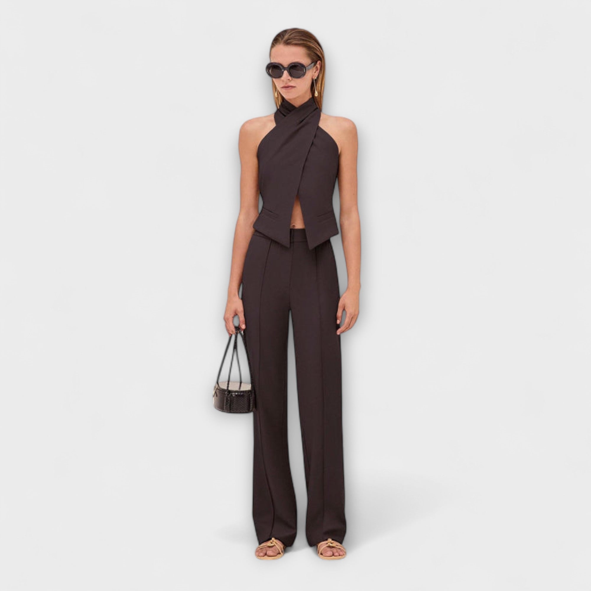 Juni | Crisscross Halter Neck Tank Top