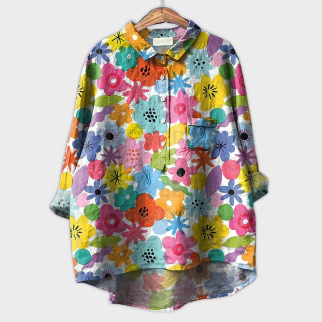 Magdalena | Håndlaget Bluse for Kvinner med Blomsterdesign
