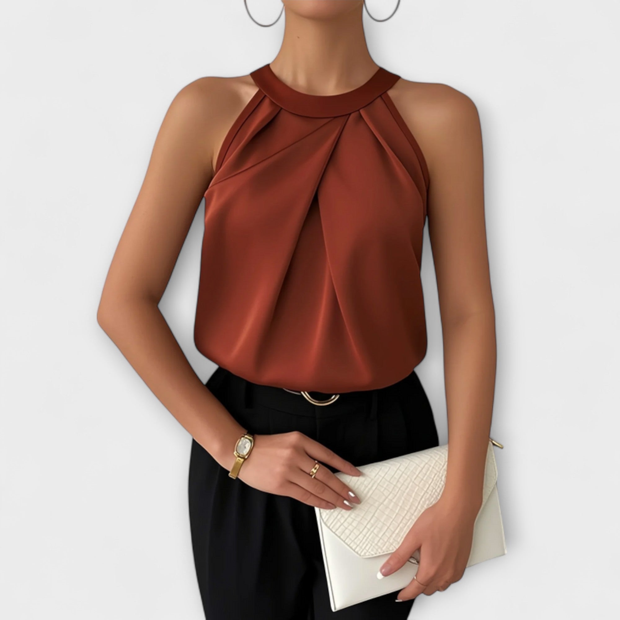 Skye | Chic Sateng Bluse med Off-Shoulder Design
