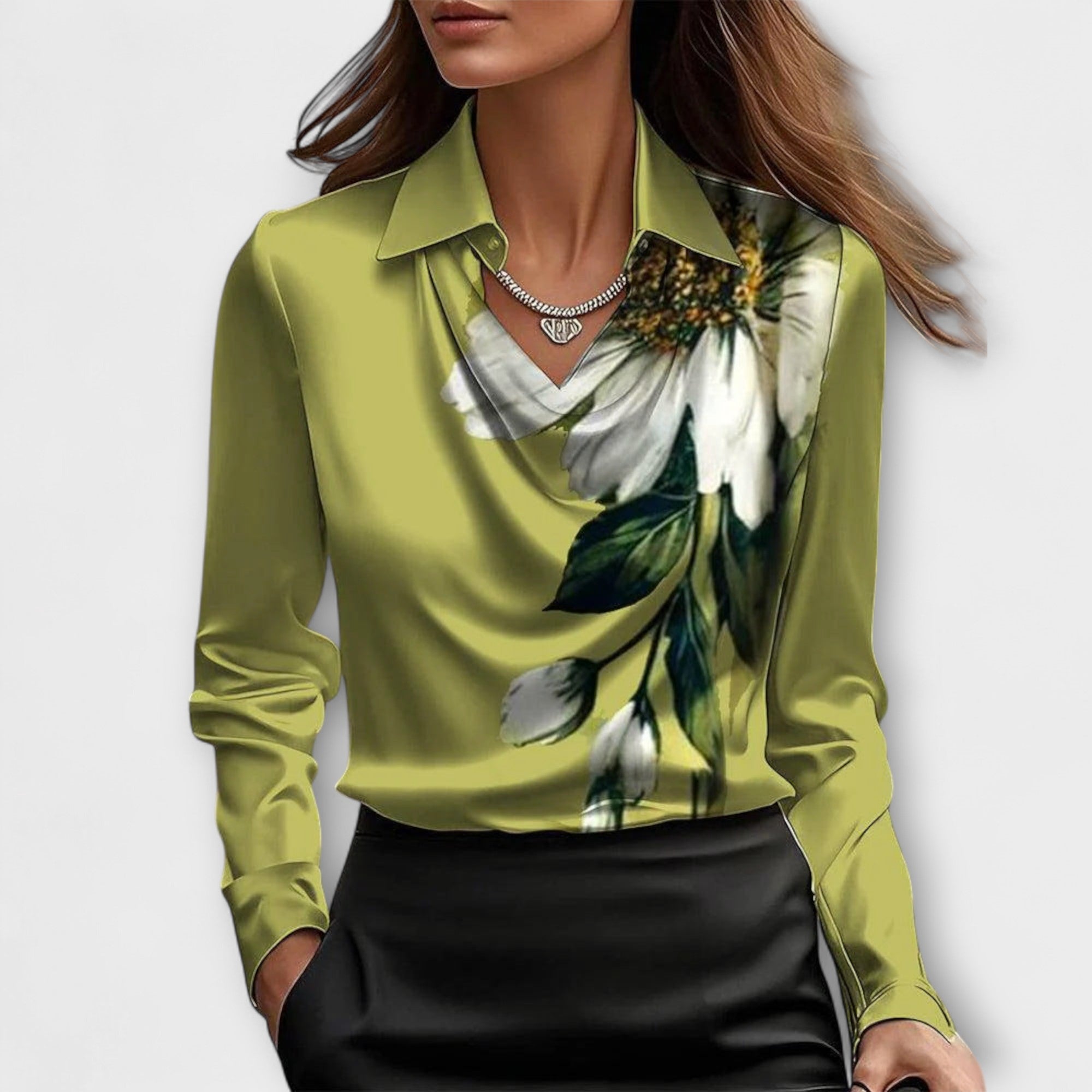 Skinny Bluse med Volangkrage