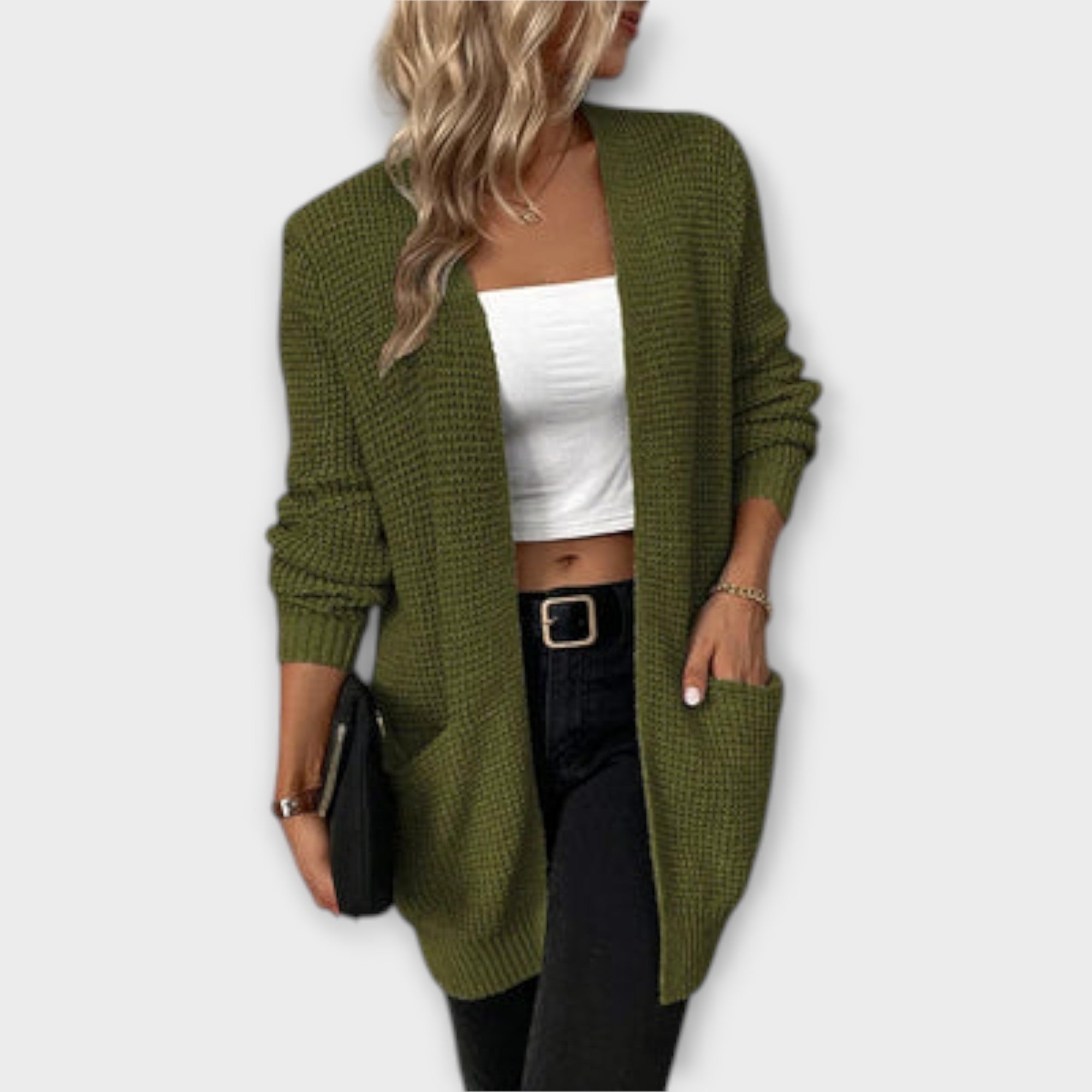 Nancy | Casual Strikket Cardigan med Lommer