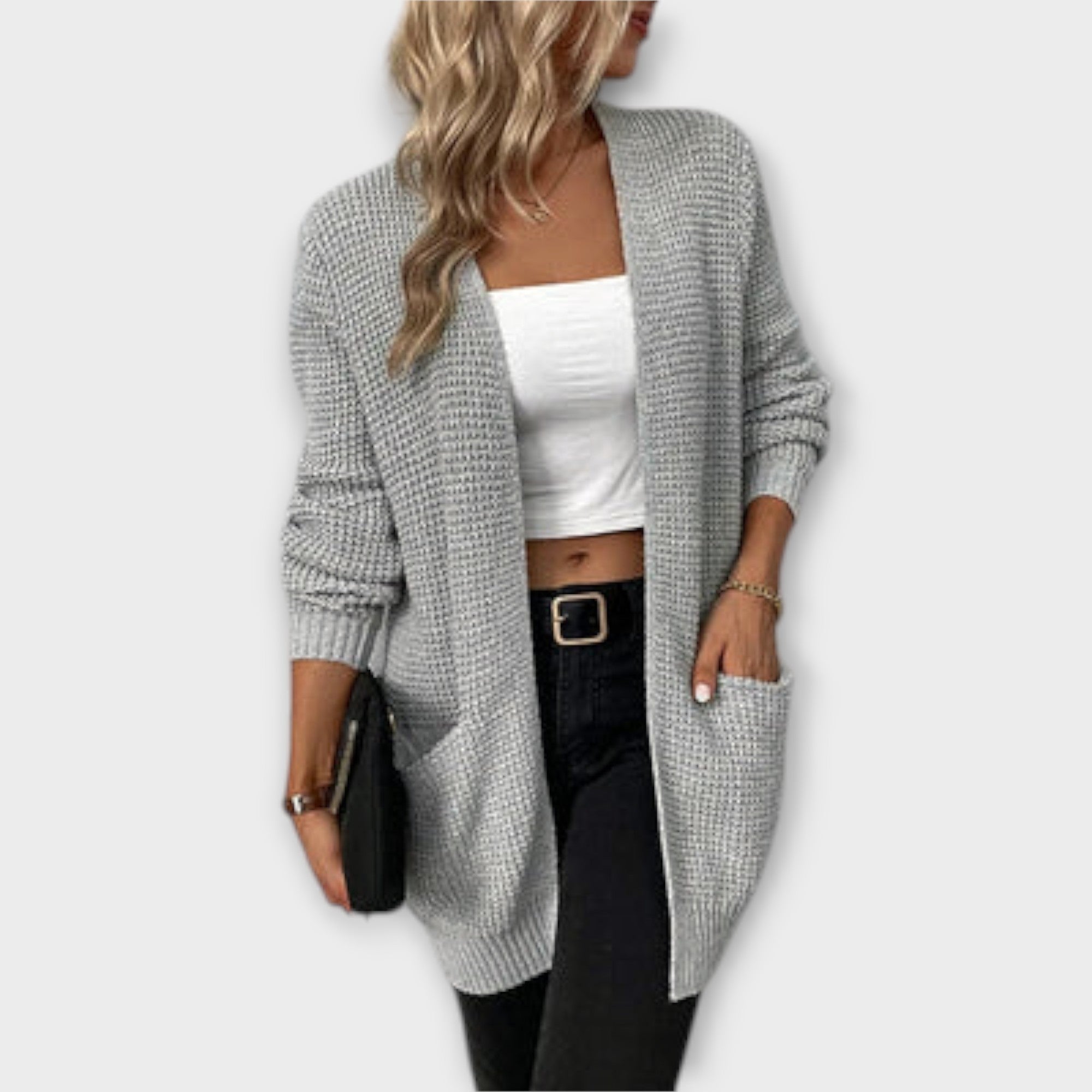 Nancy | Casual Strikket Cardigan med Lommer