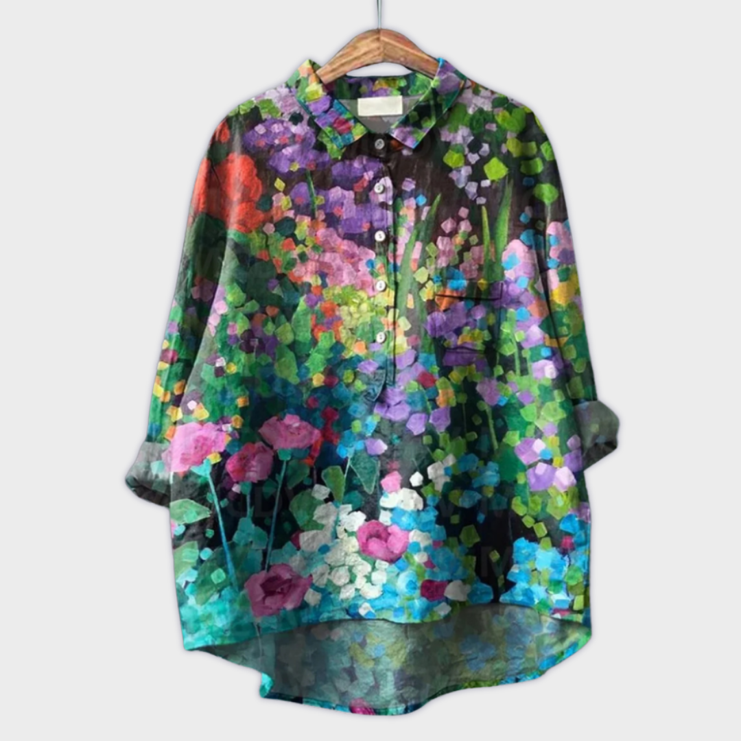 Magdalena | Håndlaget Bluse for Kvinner med Blomsterdesign