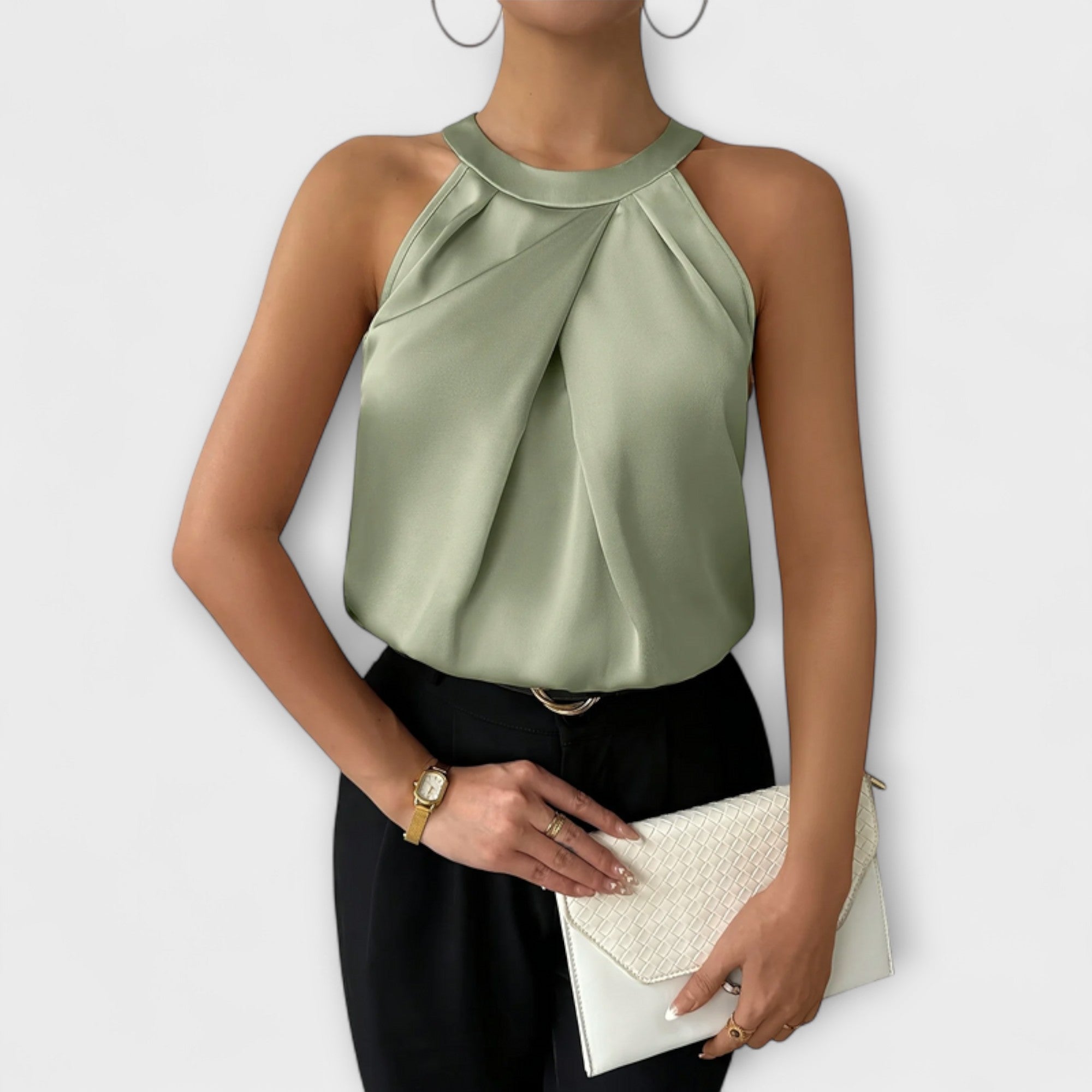 Skye | Chic Sateng Bluse med Off-Shoulder Design