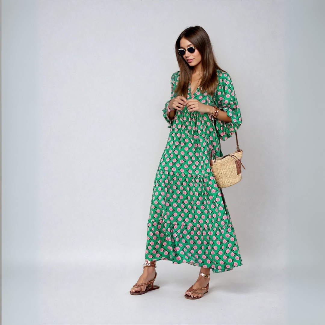 Elin | Boho Bomulls Maxi Kjole