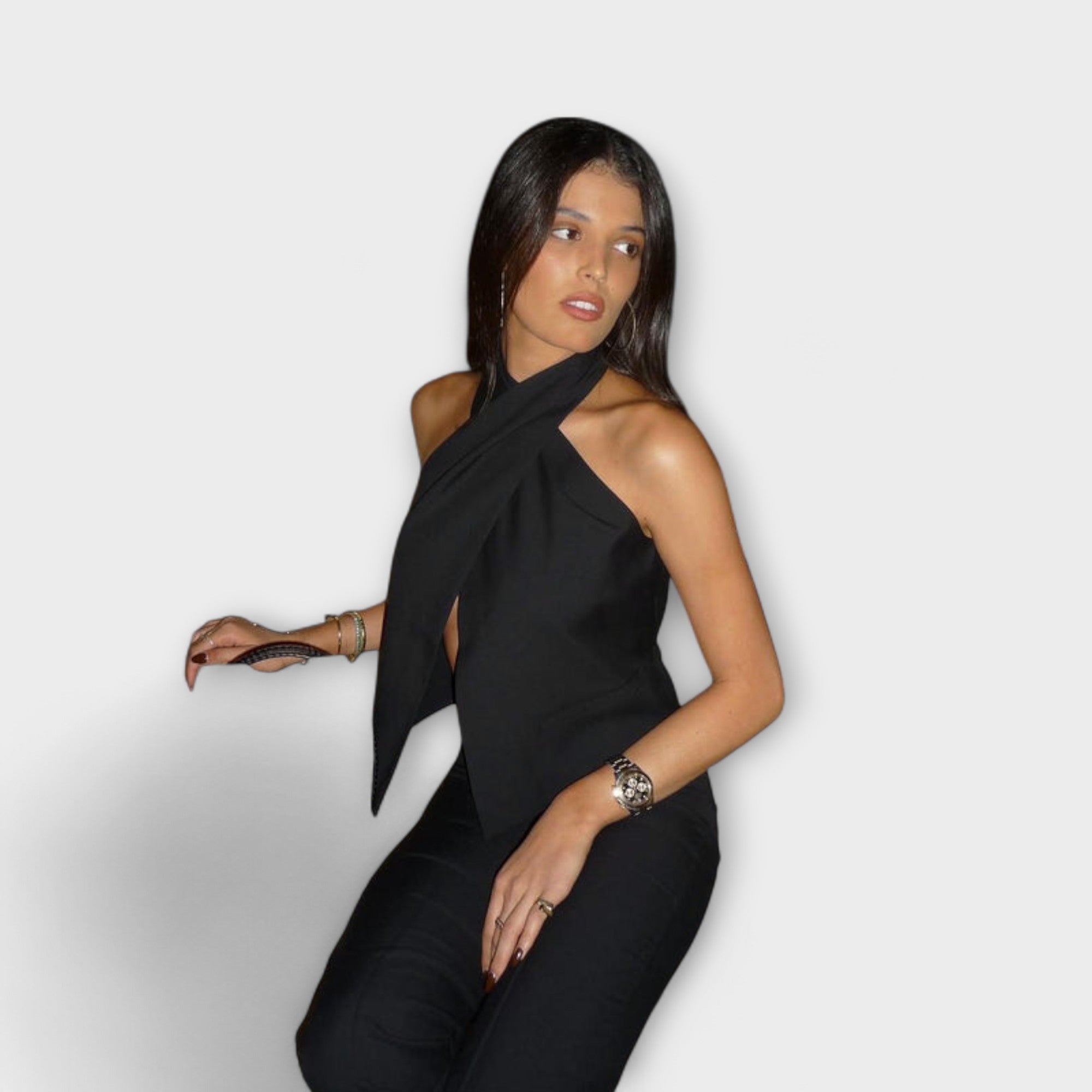 Juni | Crisscross Halter Neck Tank Top
