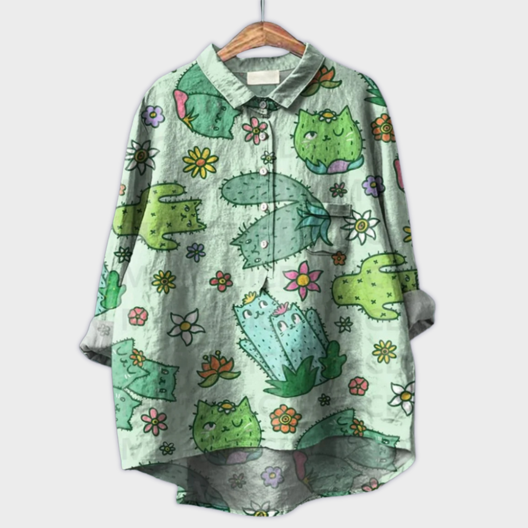 Magdalena | Håndlaget Bluse for Kvinner med Blomsterdesign
