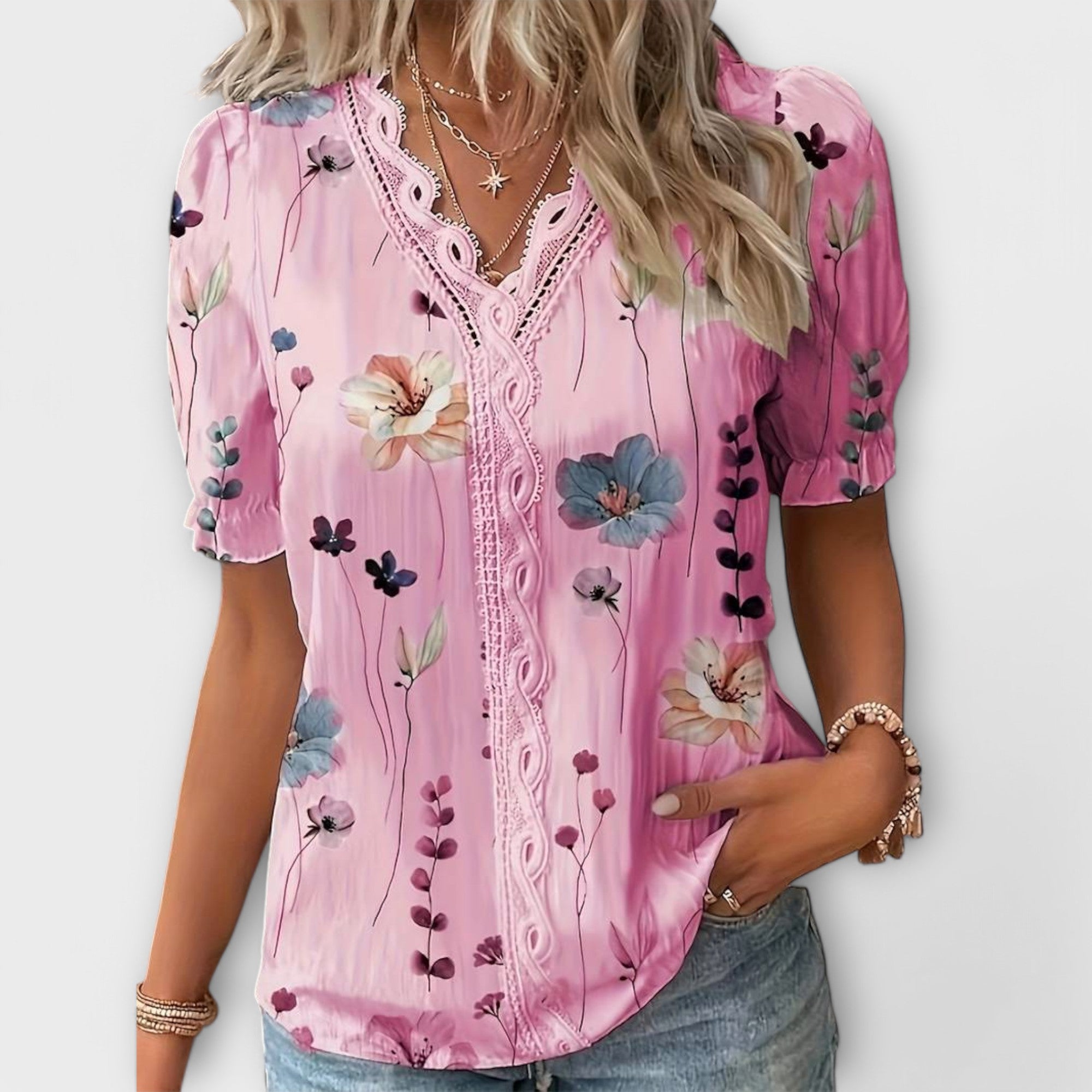 Emily | Fashionabel Bluse med V-hals