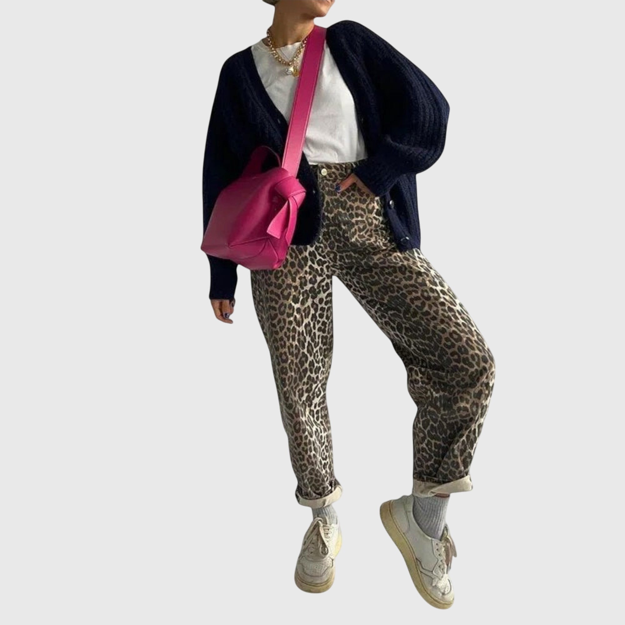 Chandra | Vintage Jeans med Leopardprint