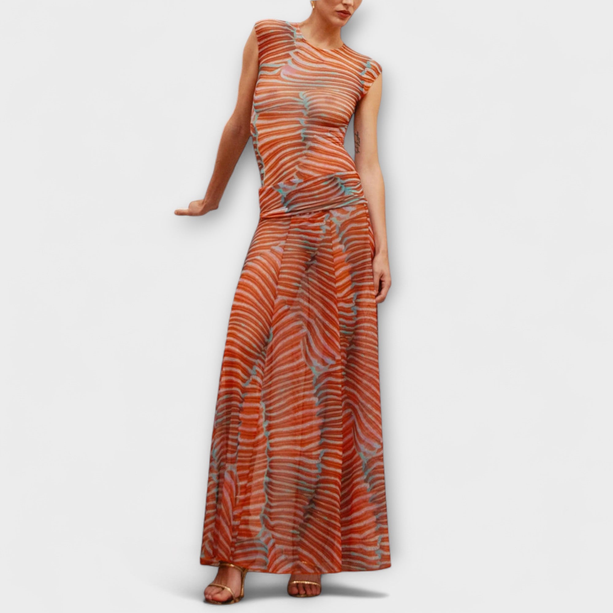 Phoenix | Glitrende Bølge Mesh Bodysuit