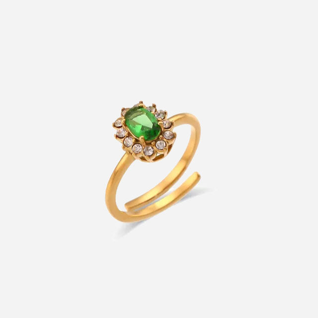 Amaryelle | Grønn Zirkonia Ring 18K Gull