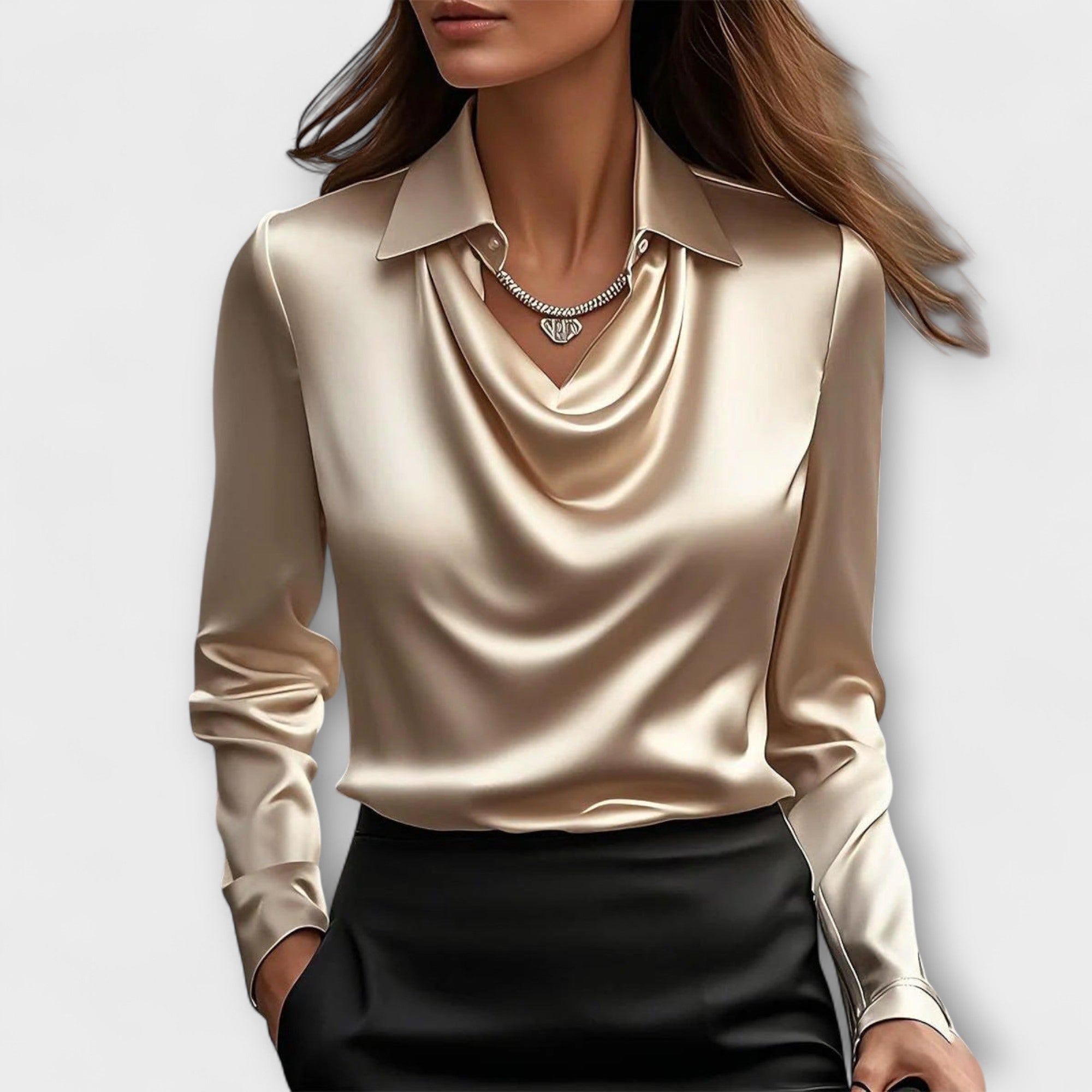 Skinny Bluse med Volangkrage