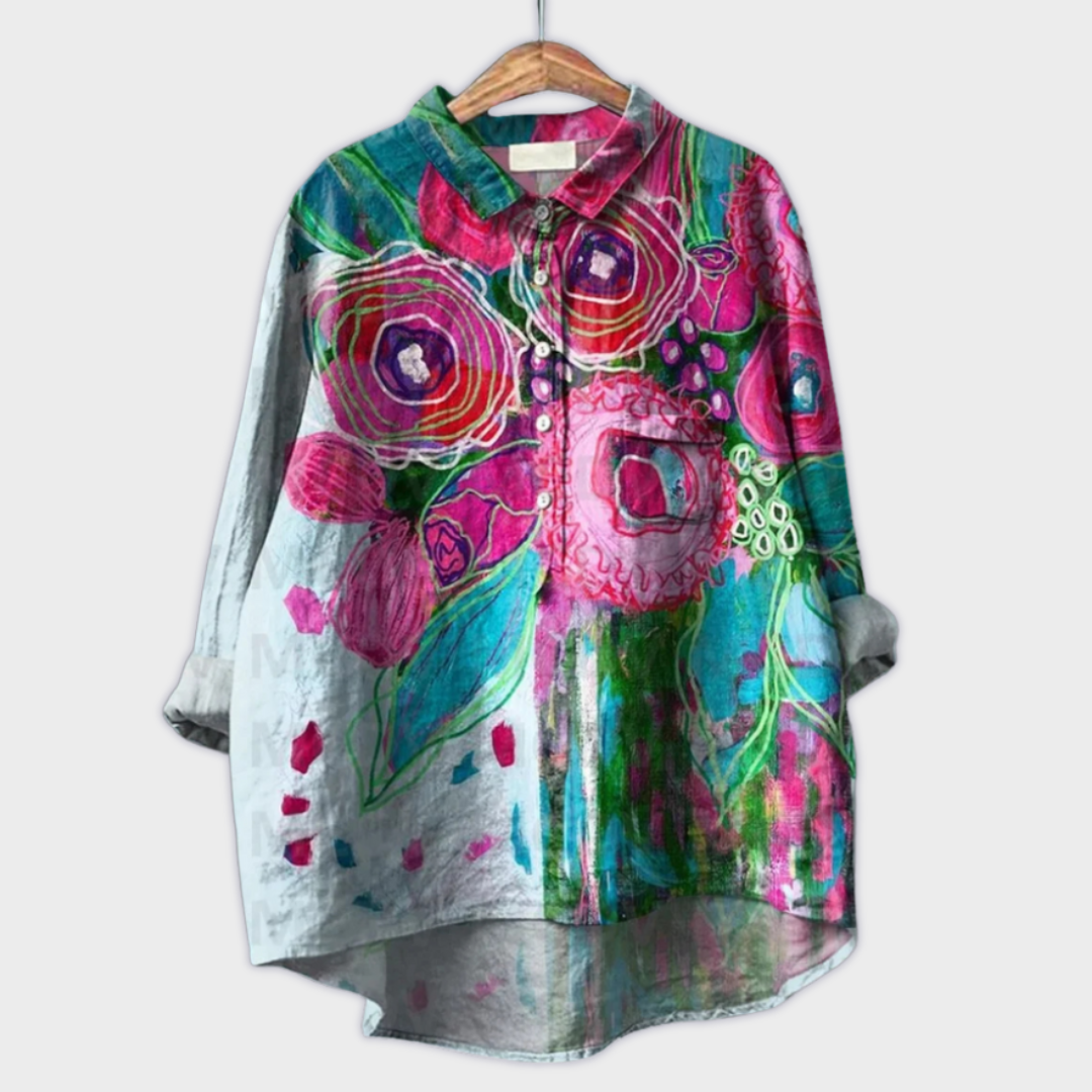 Magdalena | Håndlaget Bluse for Kvinner med Blomsterdesign