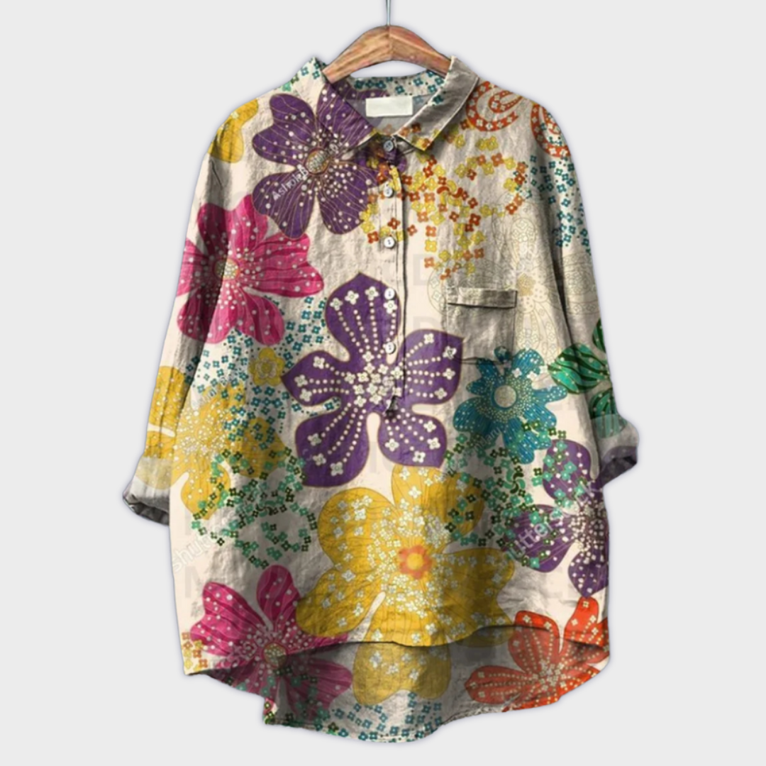 Magdalena | Håndlaget Bluse for Kvinner med Blomsterdesign