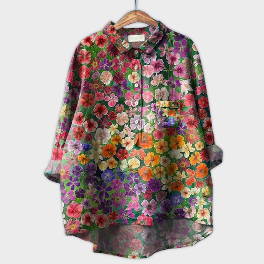 Magdalena | Håndlaget Bluse for Kvinner med Blomsterdesign