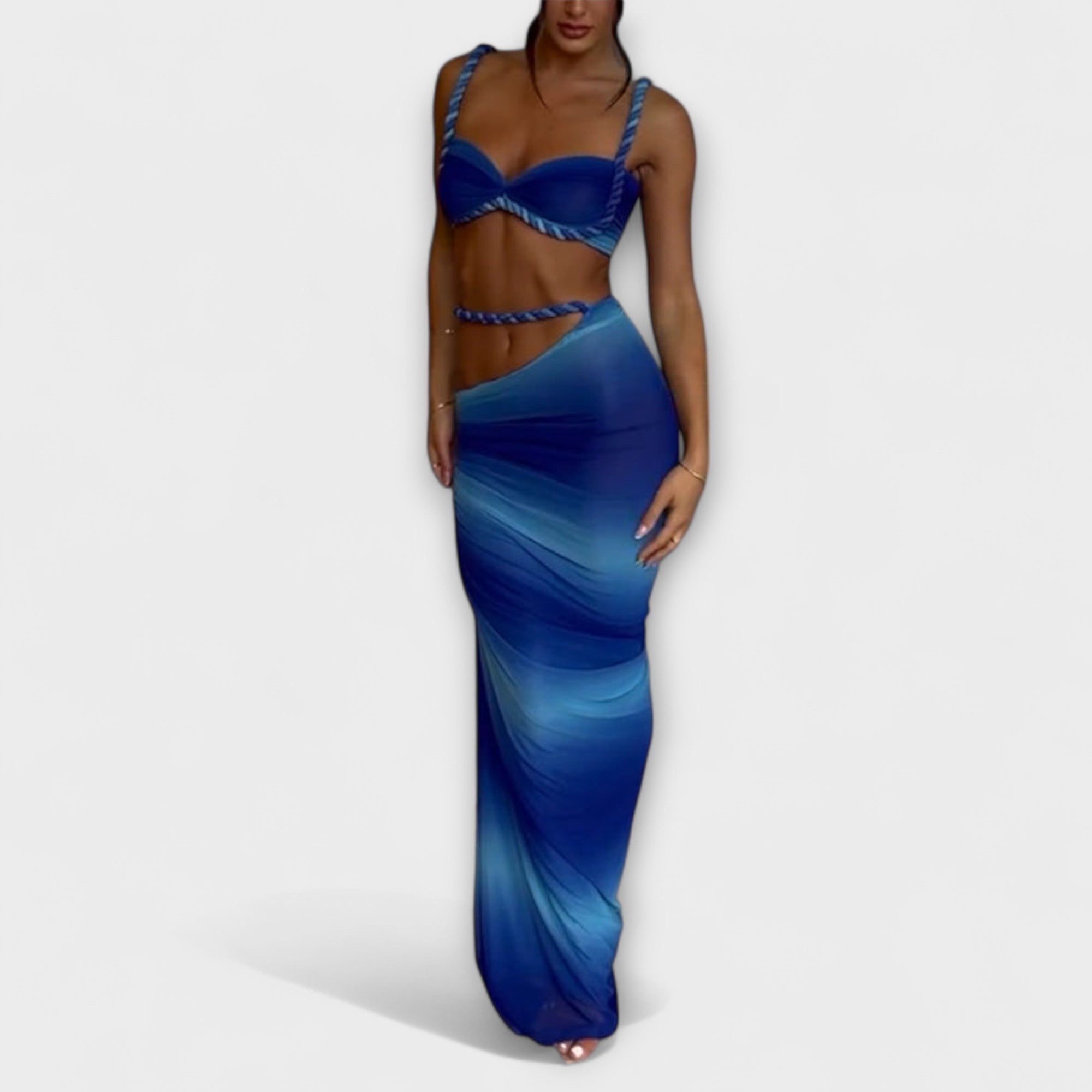 Jane | Stilig Gradient Flettet Crop Top & Overskjørt Duo