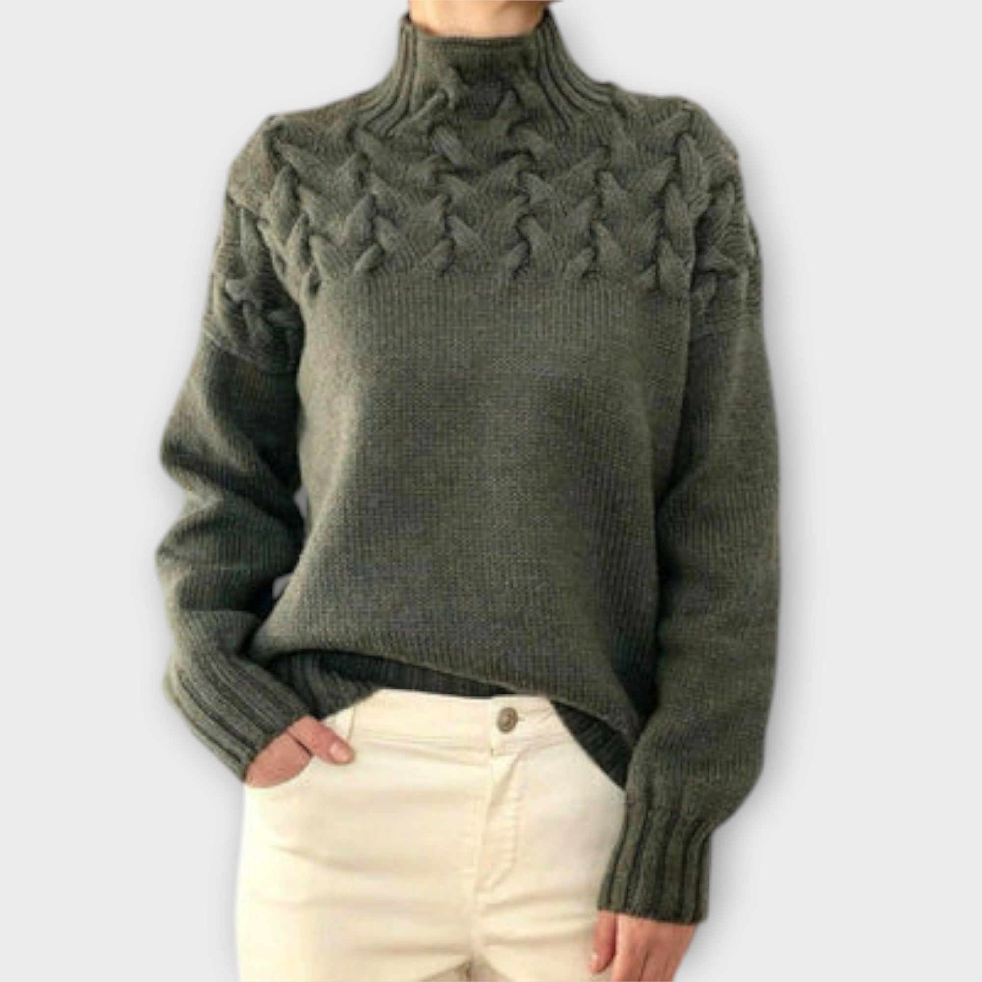 Eva | Damegenser med Kabelstrikk Detalj