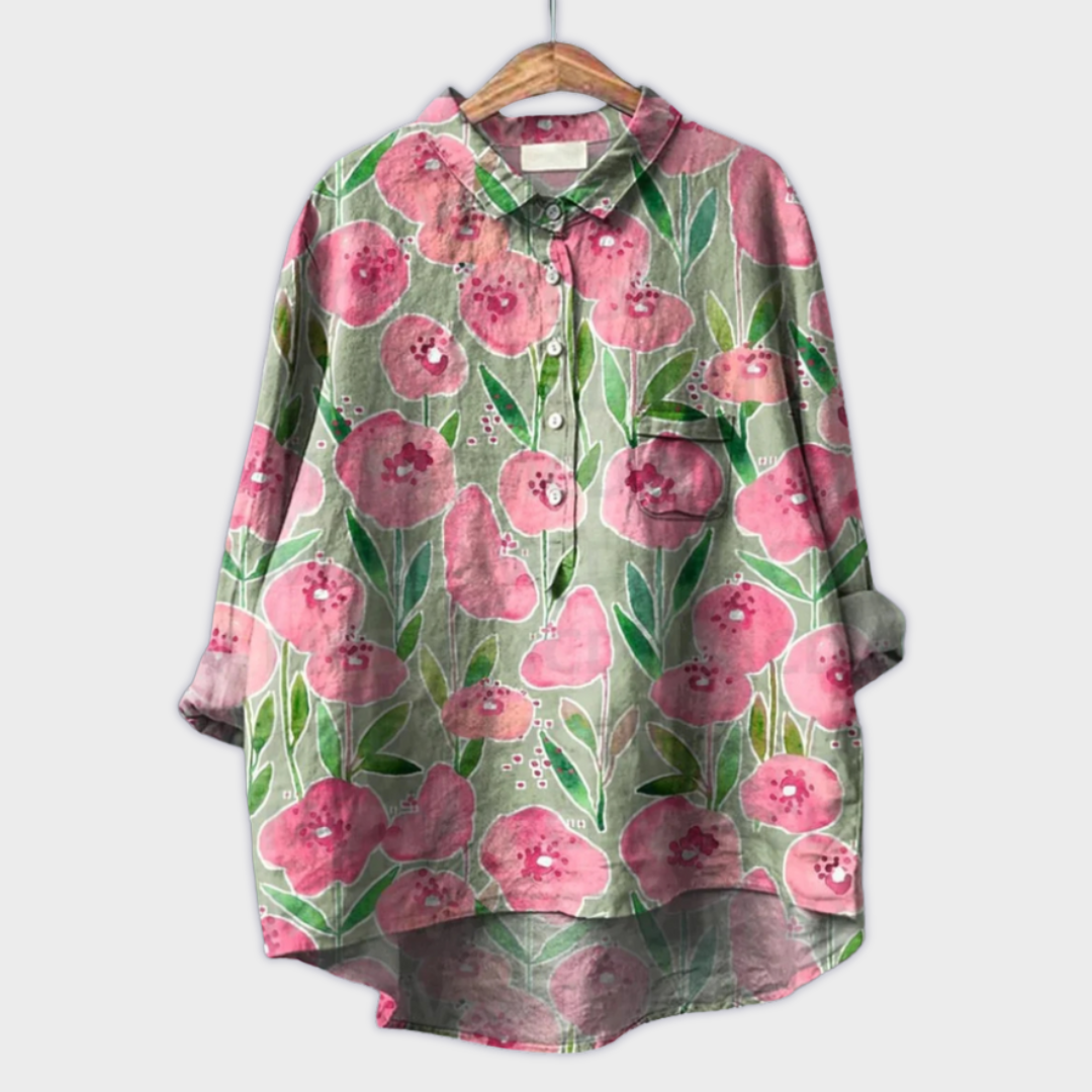 Magdalena | Håndlaget Bluse for Kvinner med Blomsterdesign