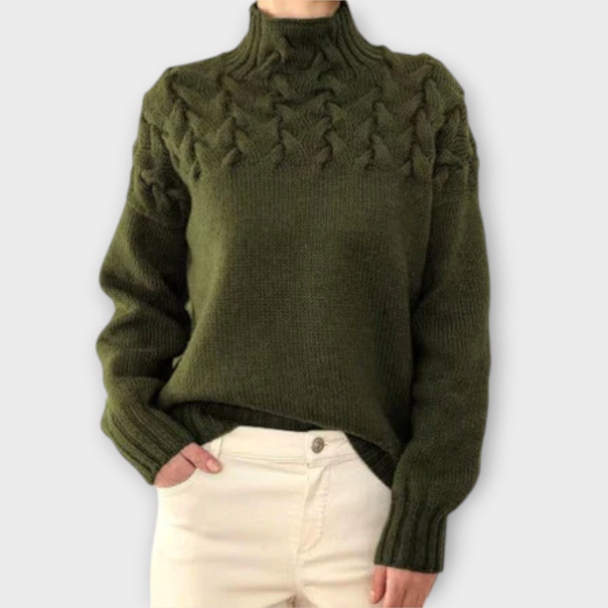 Eva | Damegenser med Kabelstrikk Detalj