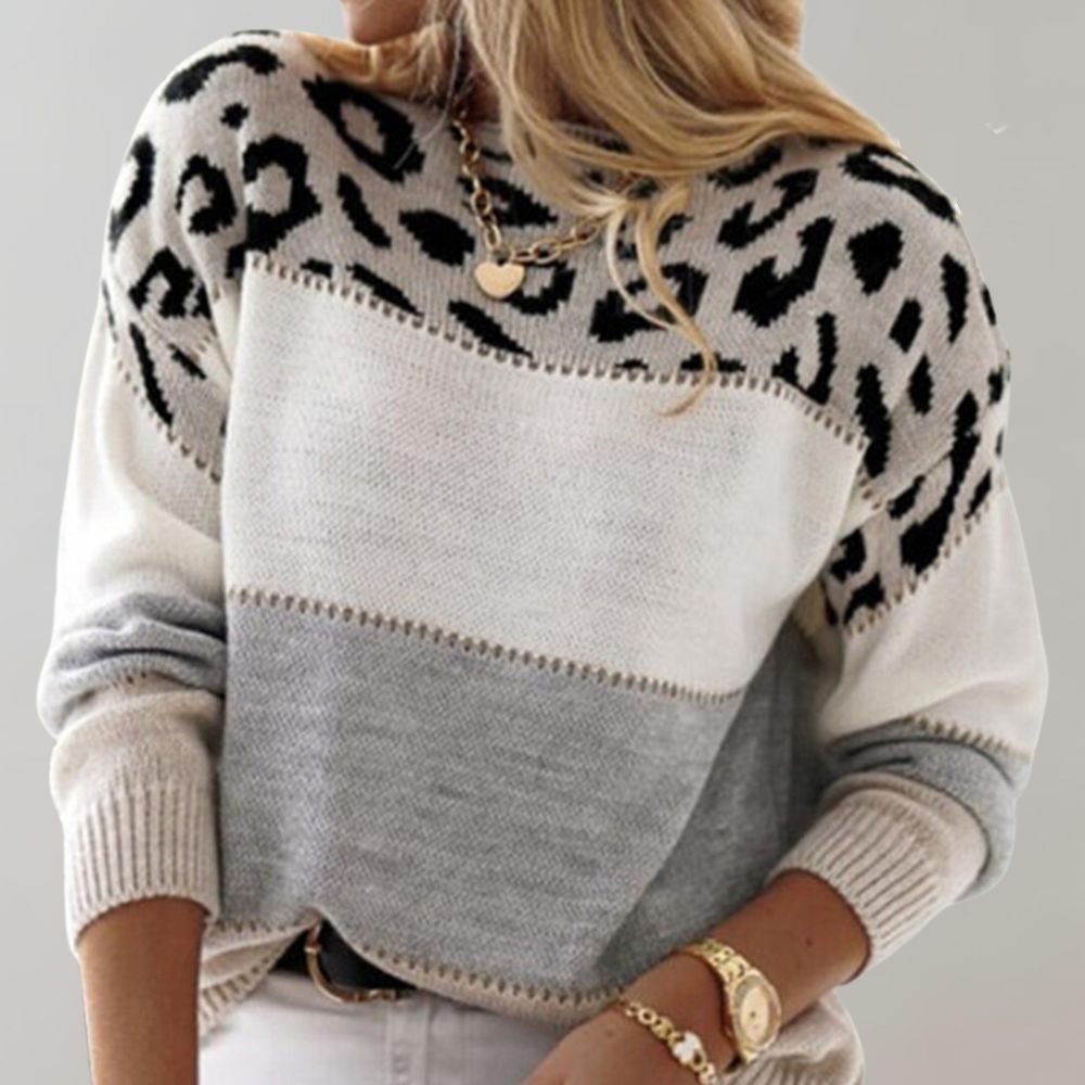 Mara | Fargeblokk Leopard Genser
