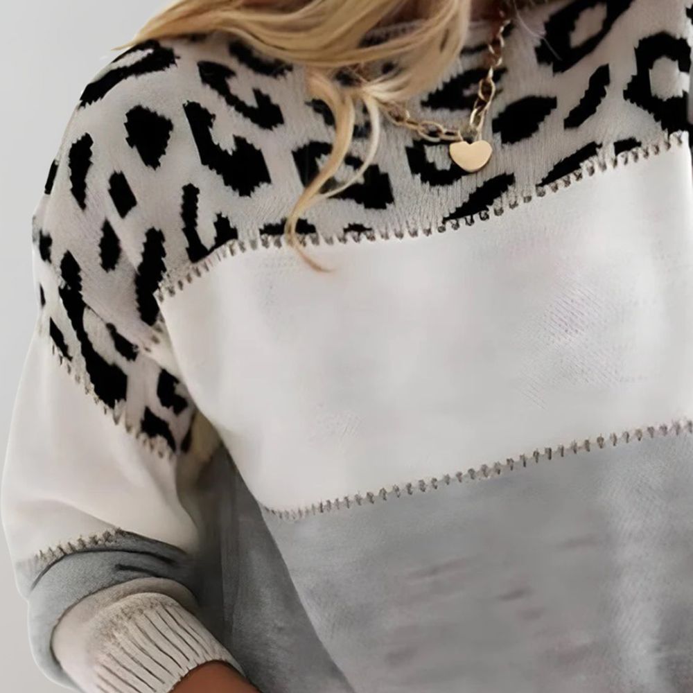 Mara | Fargeblokk Leopard Genser