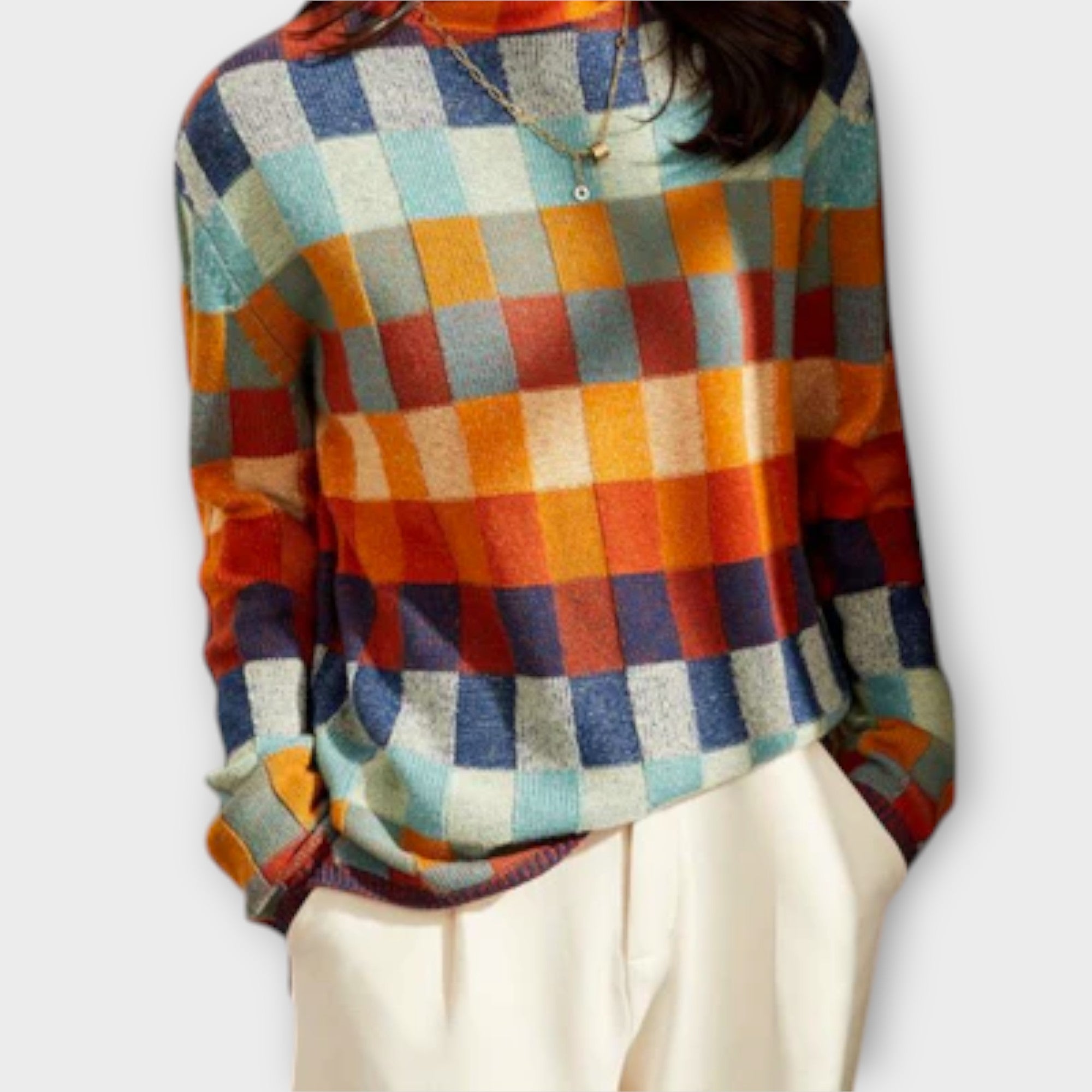 Erika | Patchwork Turtleneck Genser