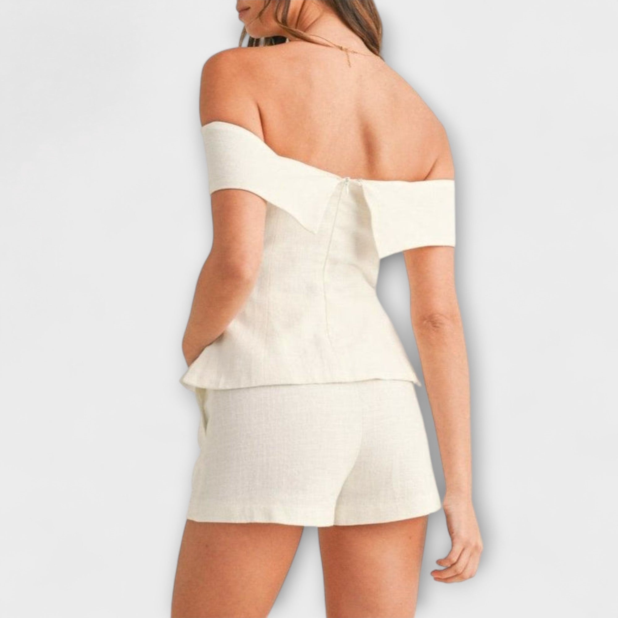 Olivia | Hvit Bomull|Linen To|Delt Sett