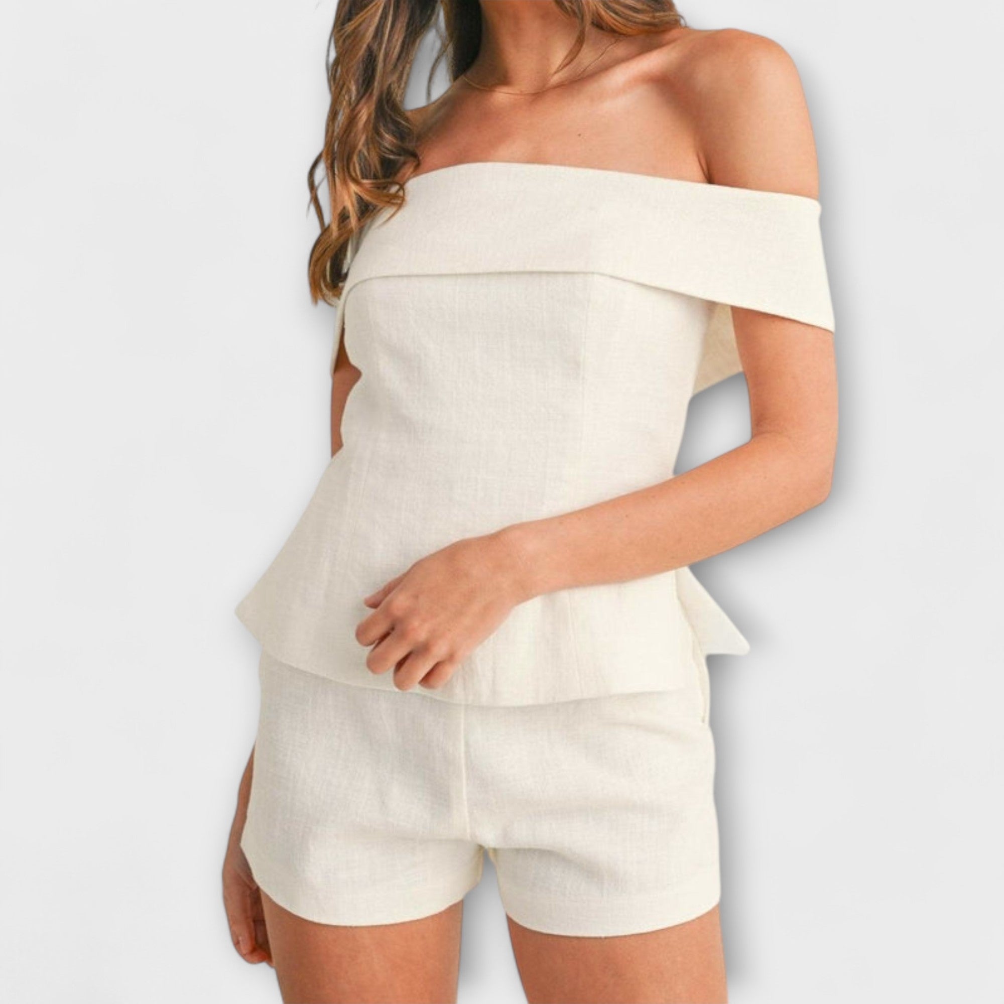 Olivia | Hvit Bomull|Linen To|Delt Sett