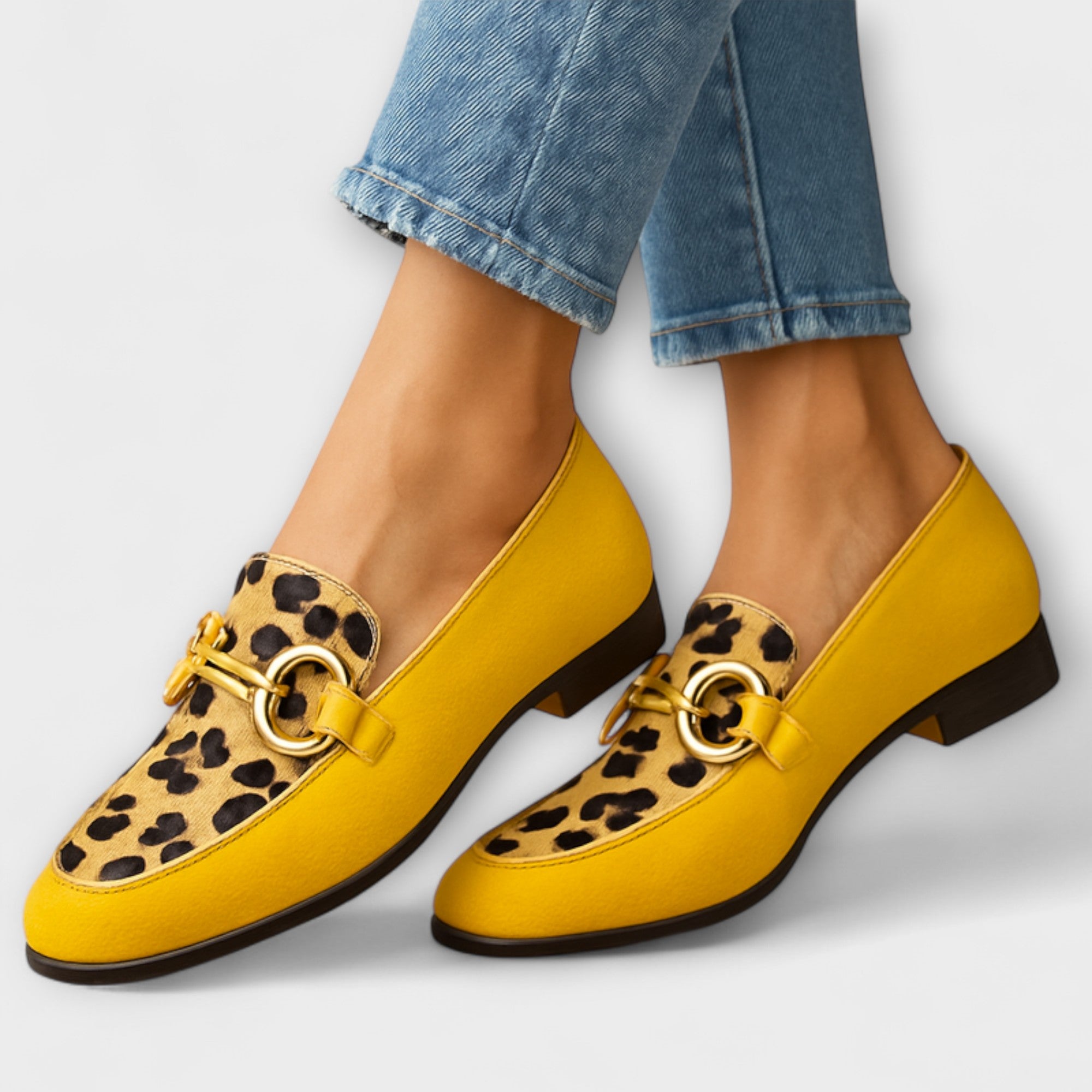Layla | Gule Leopard Loafers
