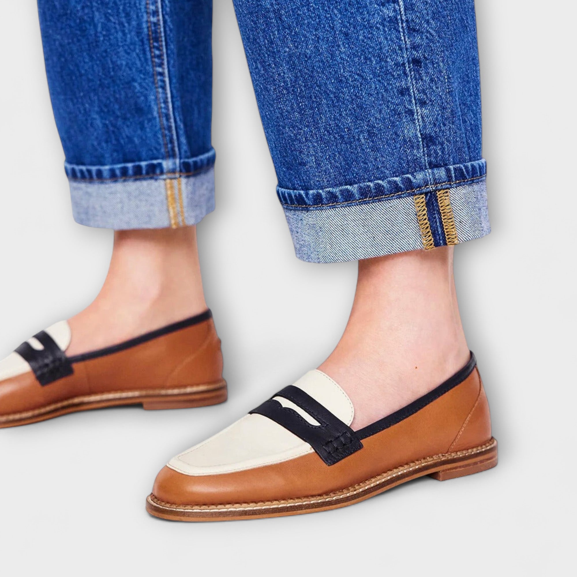 Lainey| Tan & Cream Loafers