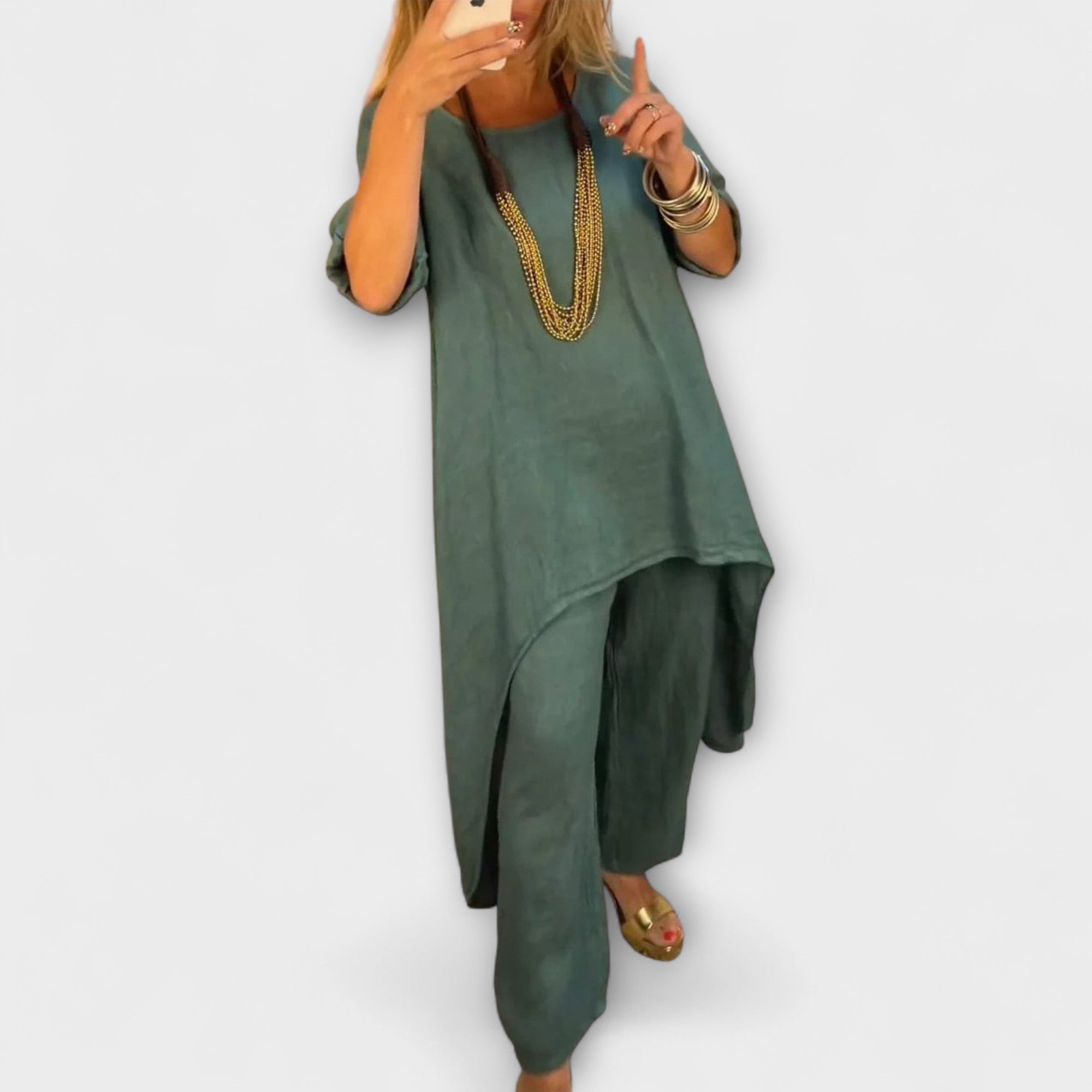 Tabea | Lin Dress med Rund Uringning