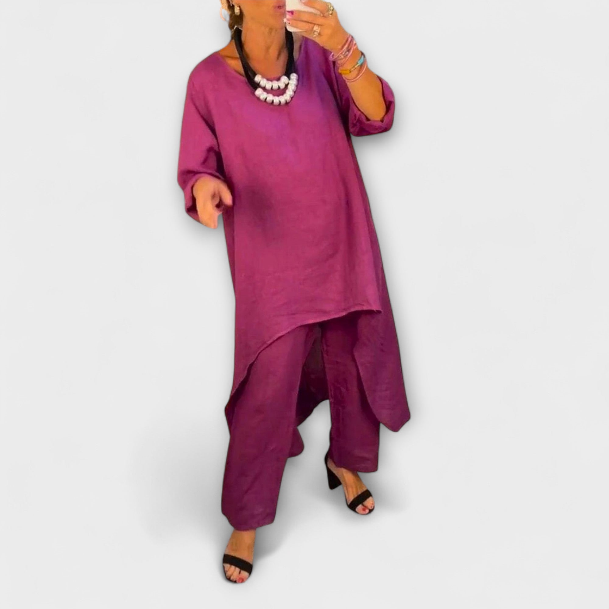 Tabea | Lin Dress med Rund Uringning