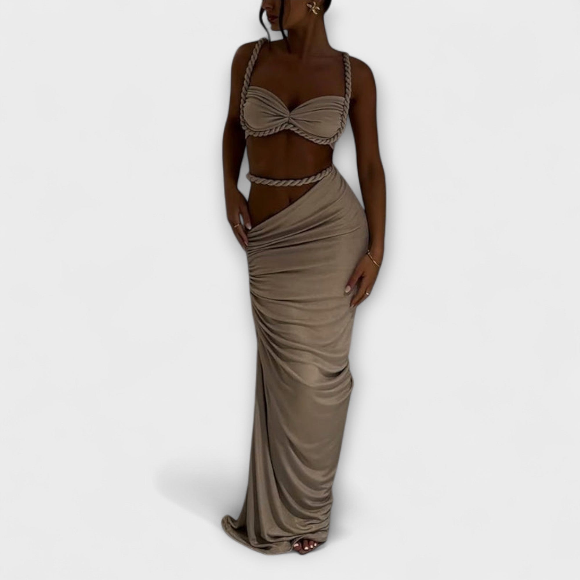 Jane | Stilig Gradient Flettet Crop Top & Overskjørt Duo