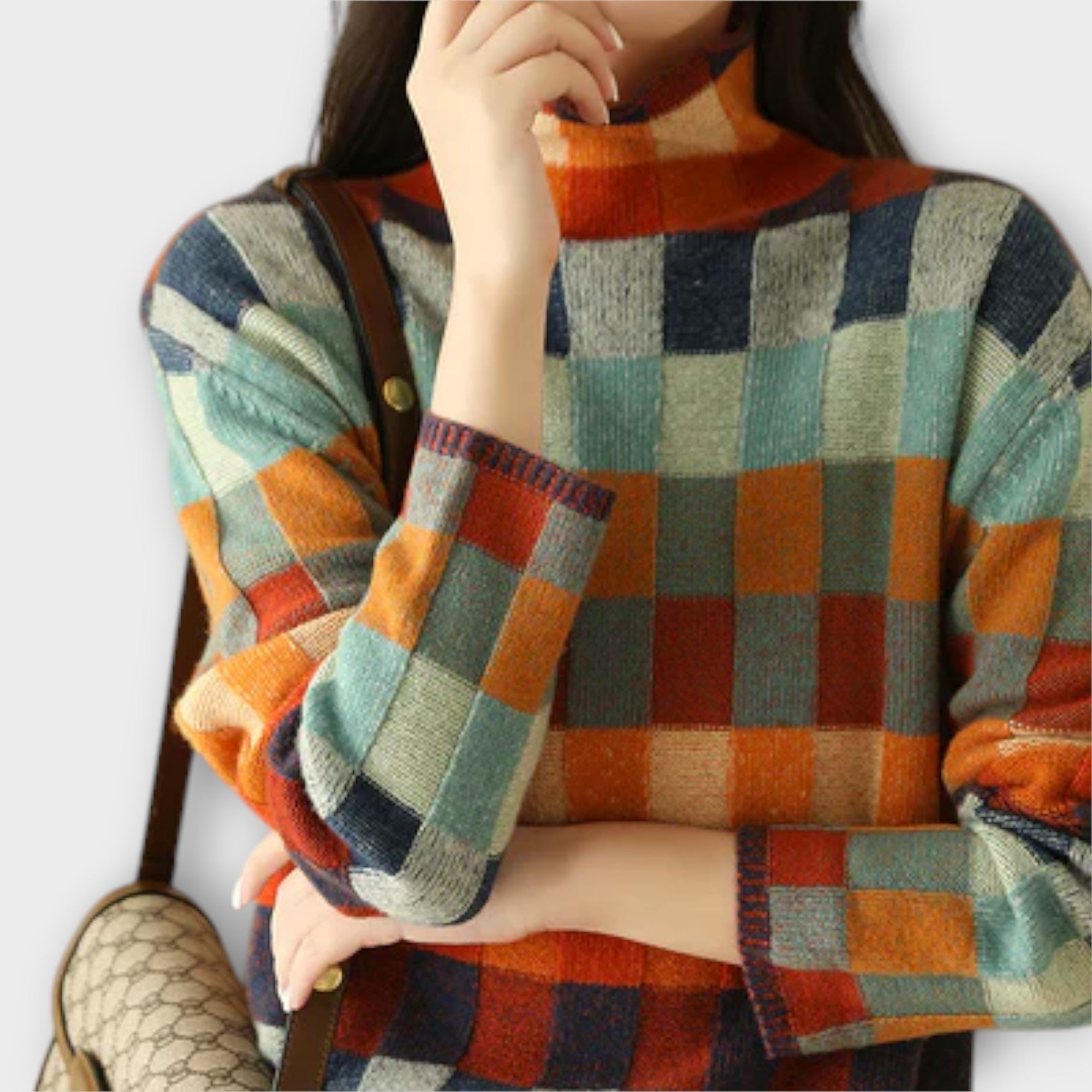 Erika | Patchwork Turtleneck Genser