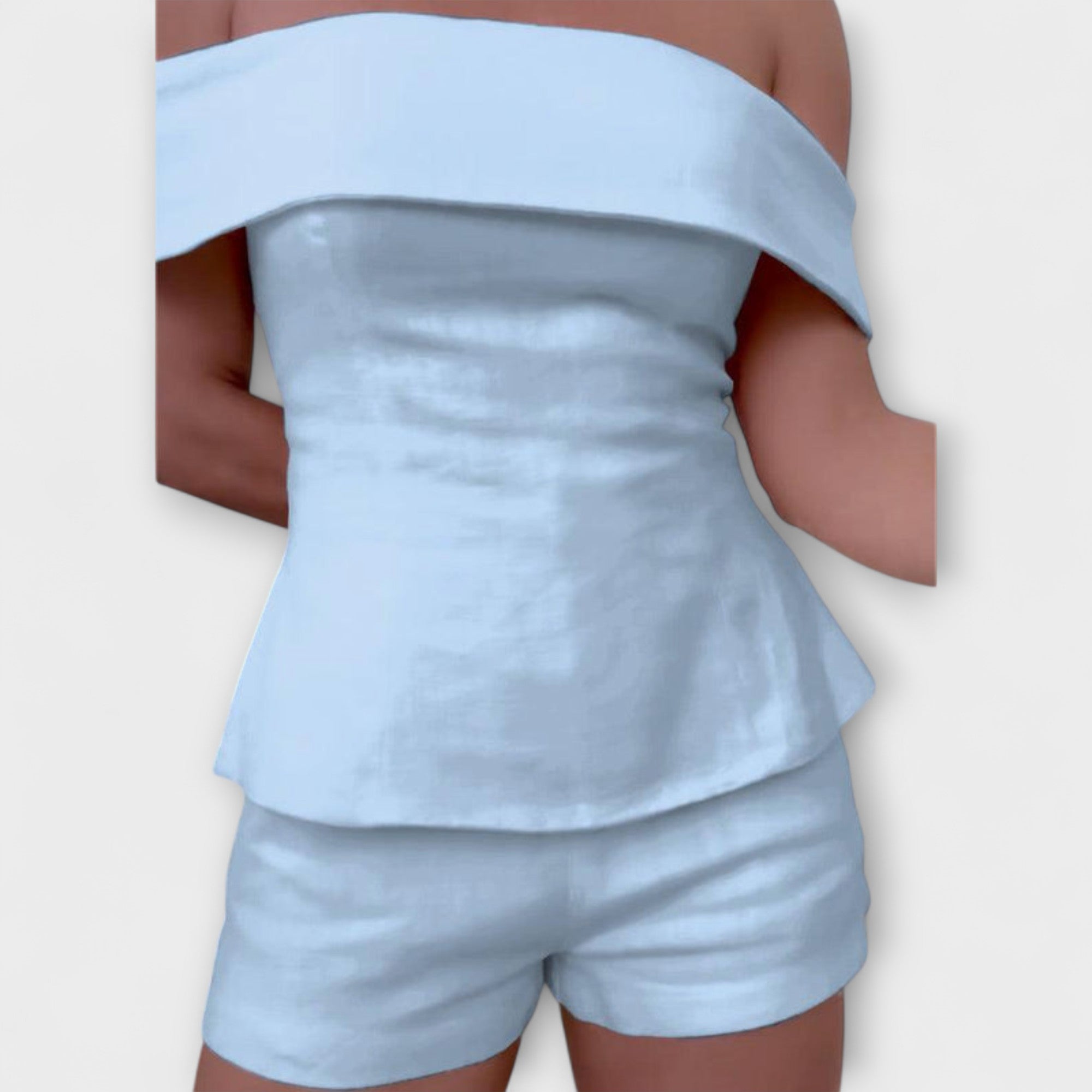 Olivia | Hvit Bomull|Linen To|Delt Sett