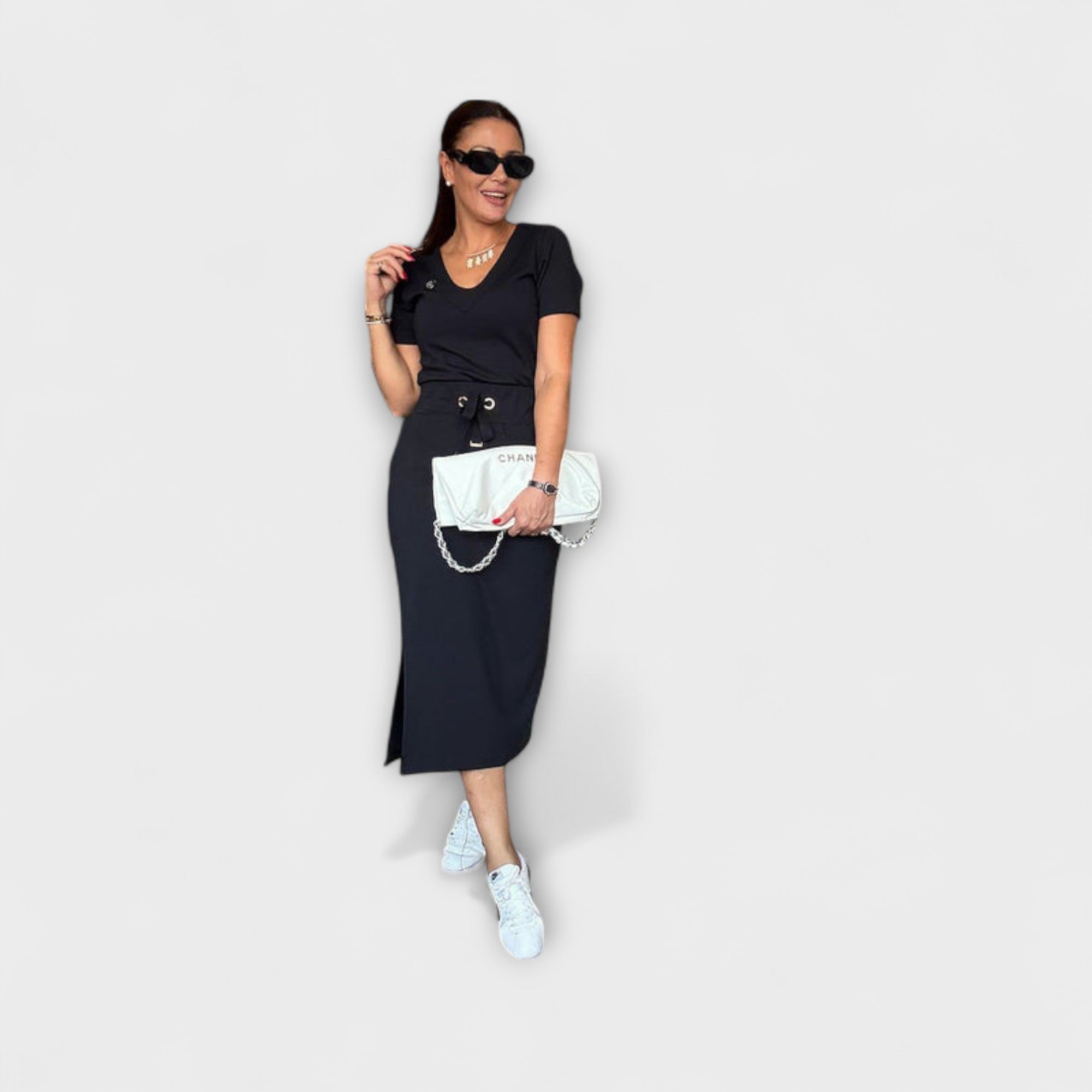 Danielle | Elegant V|Hals Topp med Skjørt