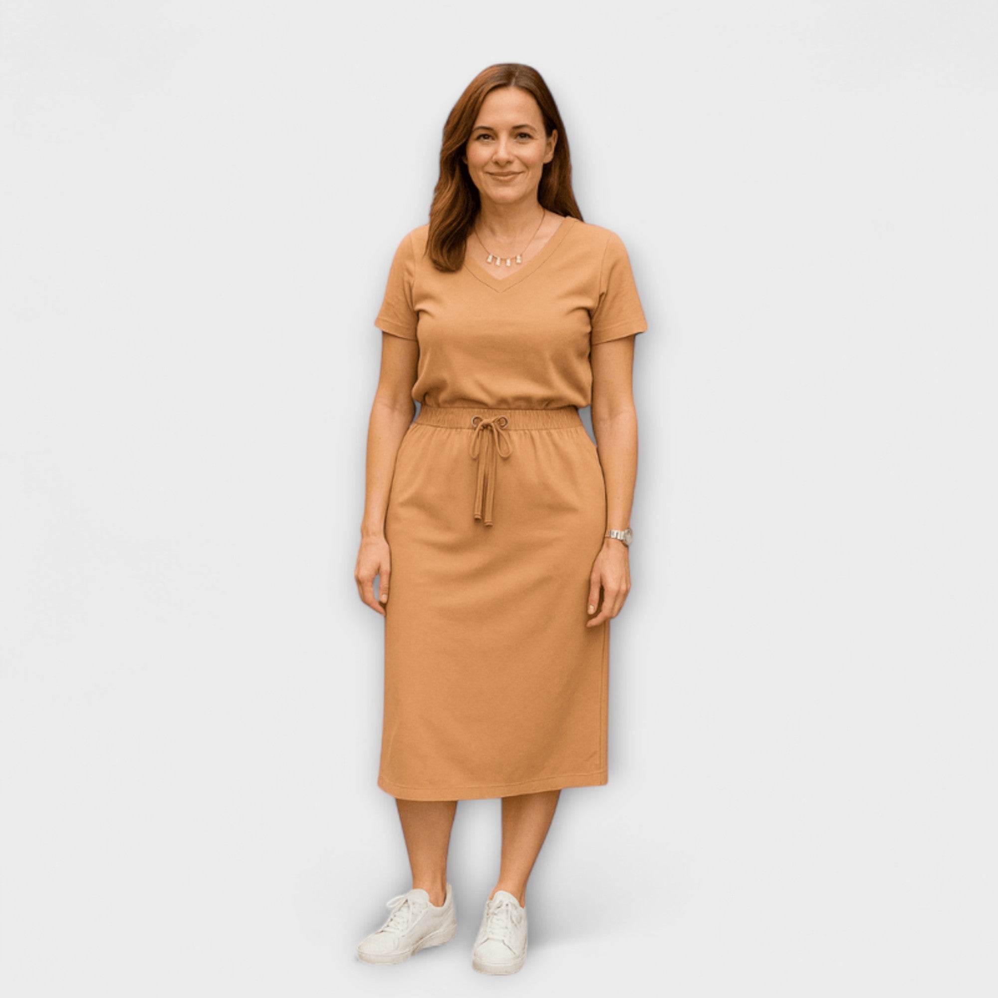 Danielle | Elegant V|Hals Topp med Skjørt